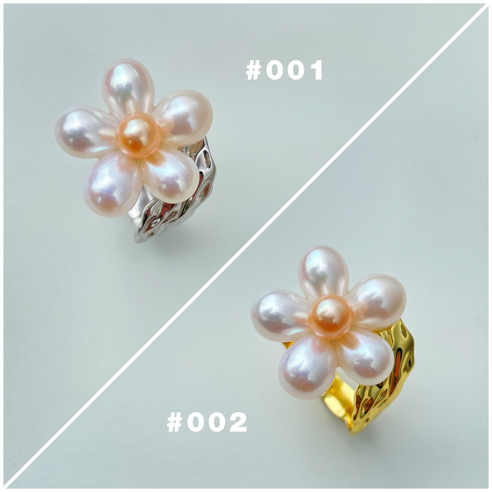 Handmade Natural Colorful Freshwater Pearl Flower Ring