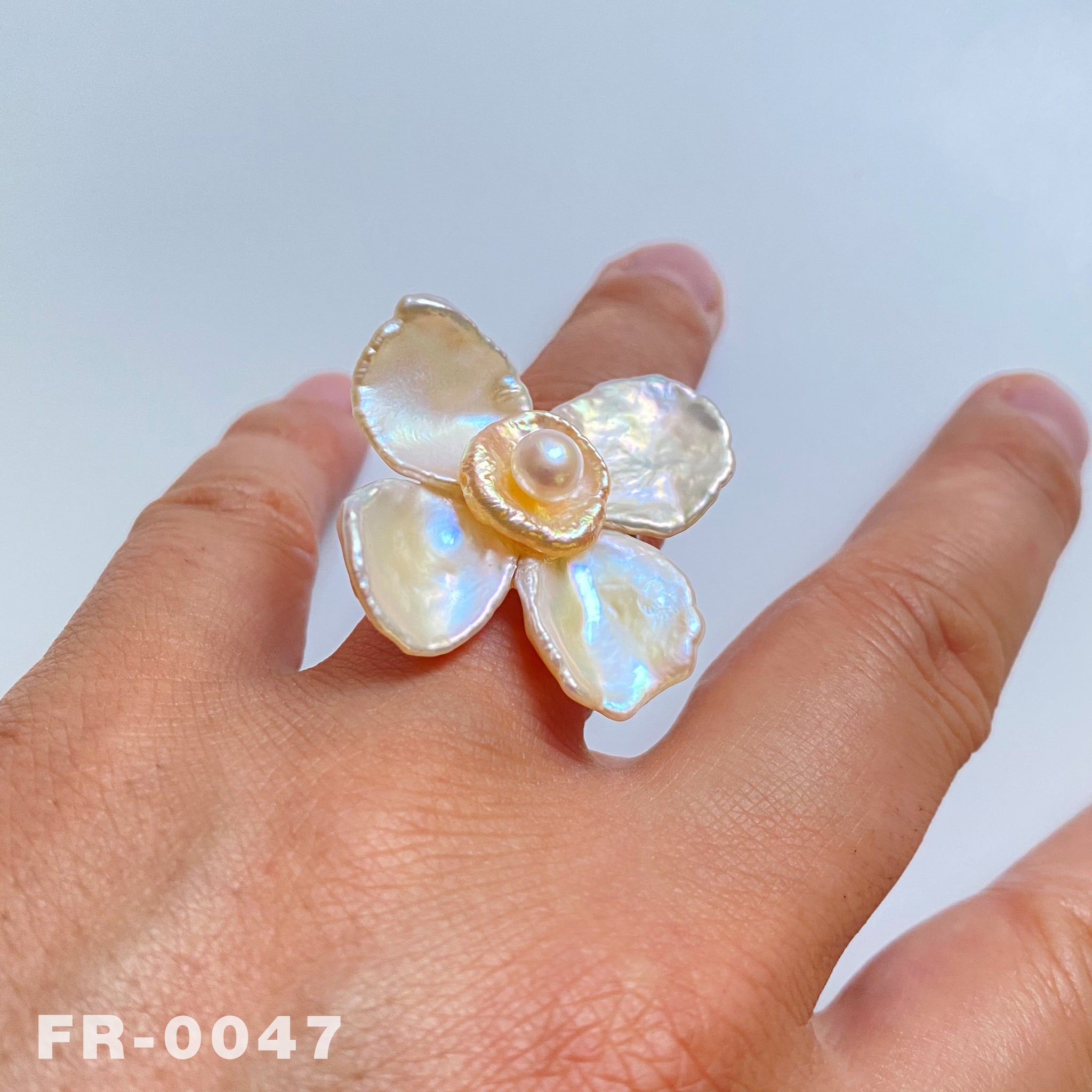 Handmade Natural Colorful Freshwater Keshi Pearl Flower Ring