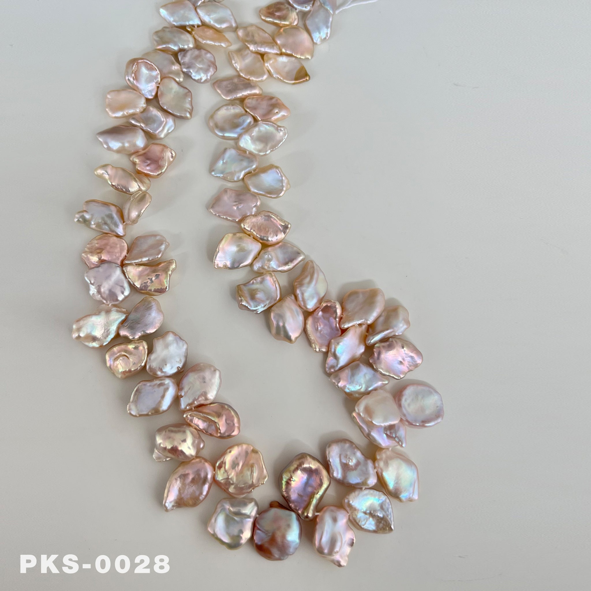 1 Strand 15.7 inches Natural Freshwater Pink & Gold Keshi Pearl Necklace(PKS-0028)