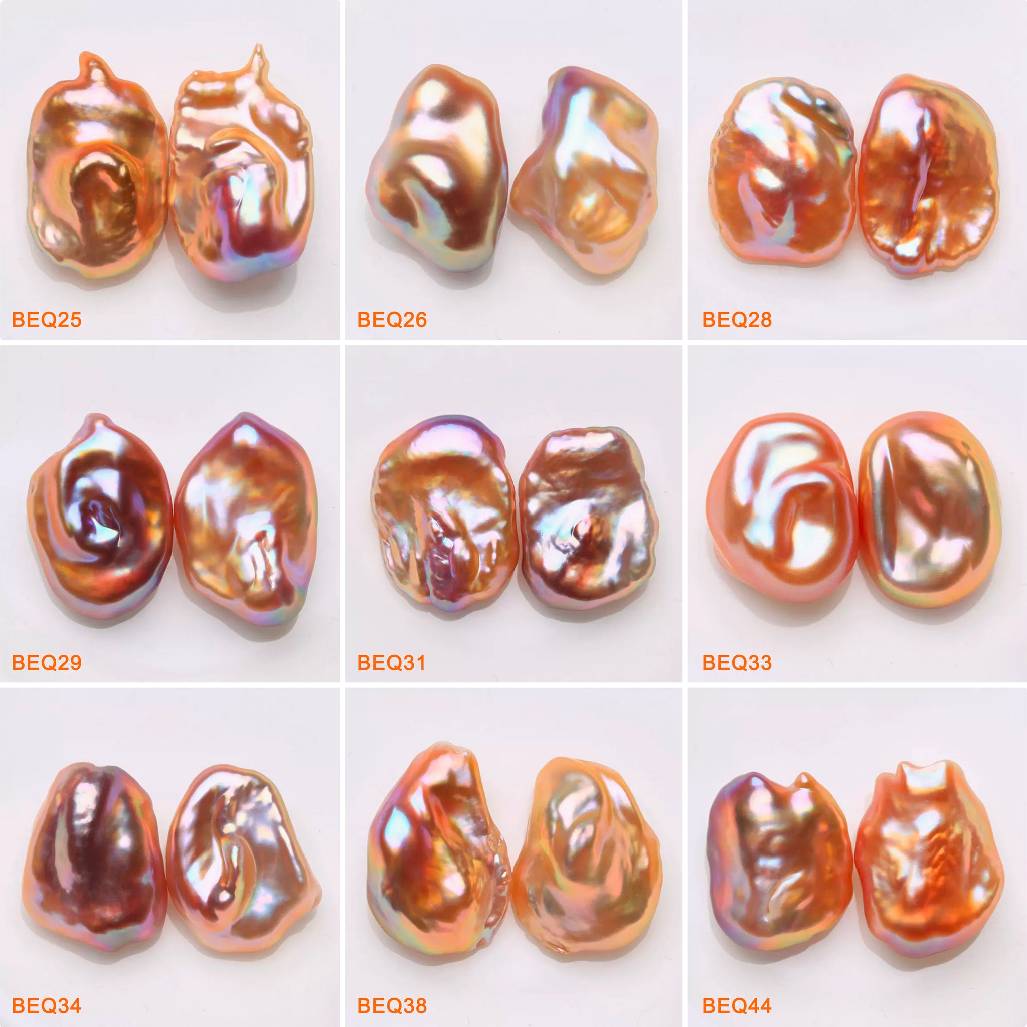 14-15mm Natural Freshwater Rainbow Keshi Pearls Pairs