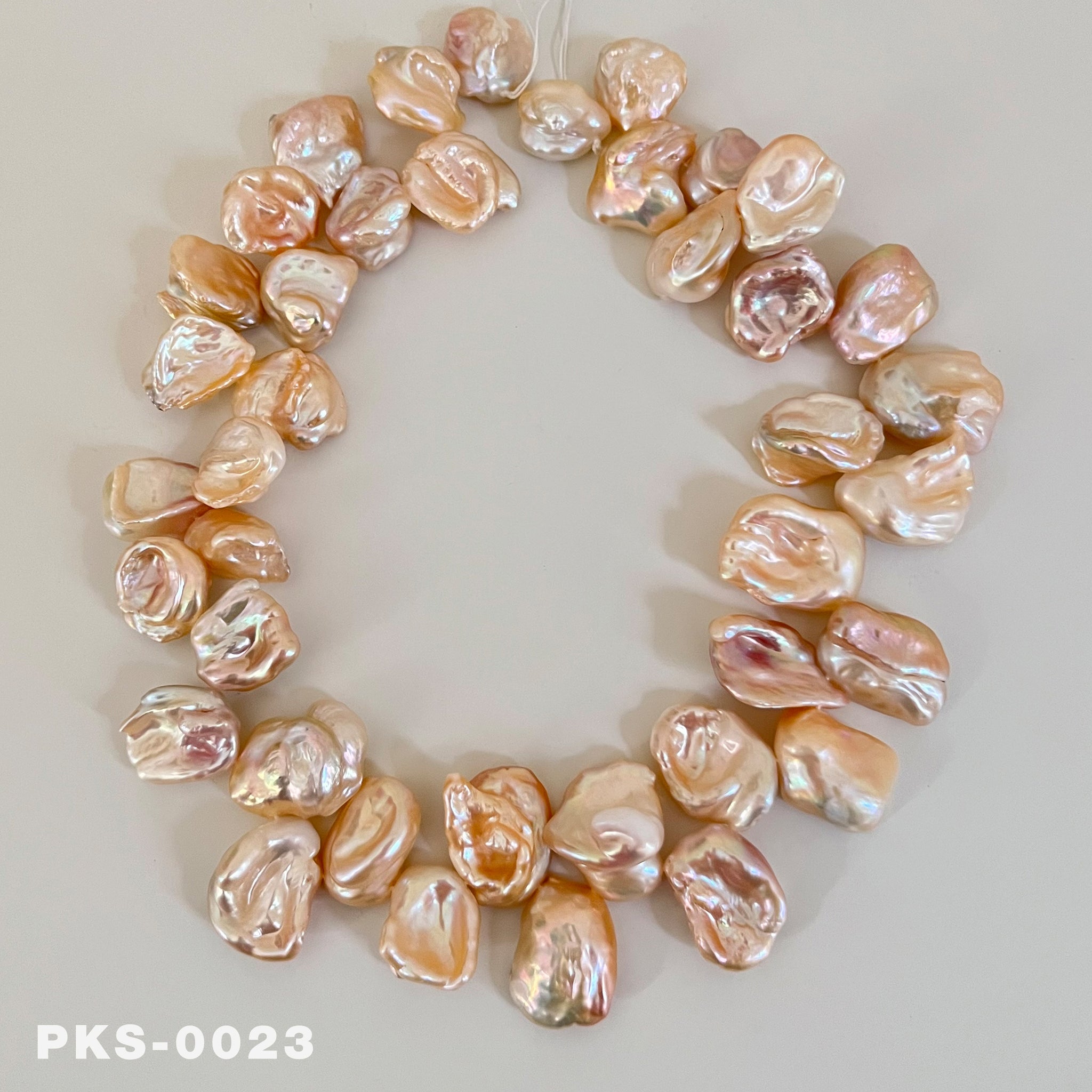 1 Strand 16 inches Natural Freshwater Pink & Gold Keshi Pearl Necklace(PKS-0023)