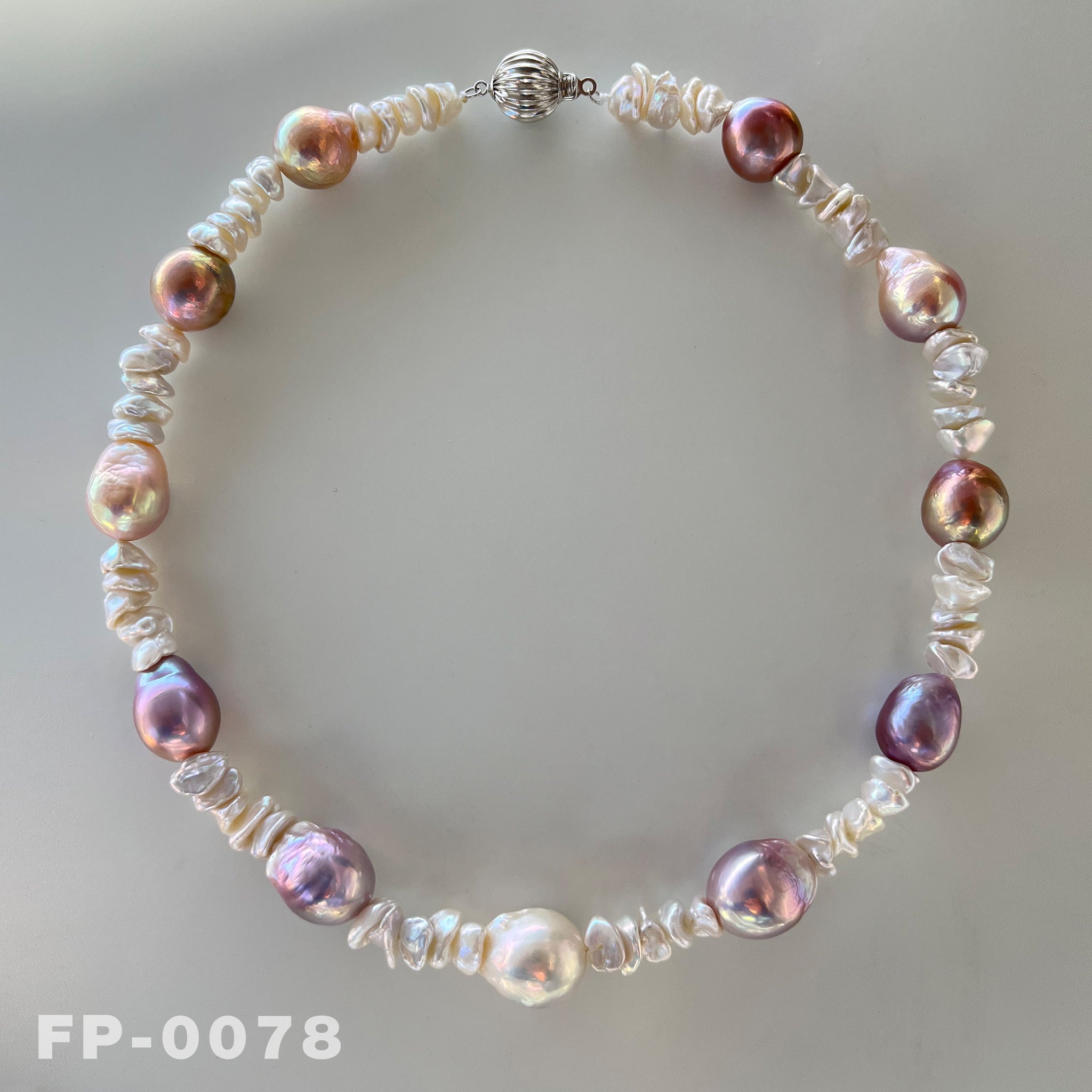 17.1 " Natural Color Edison Rainbow Pearl and Keshi Pearl Necklace