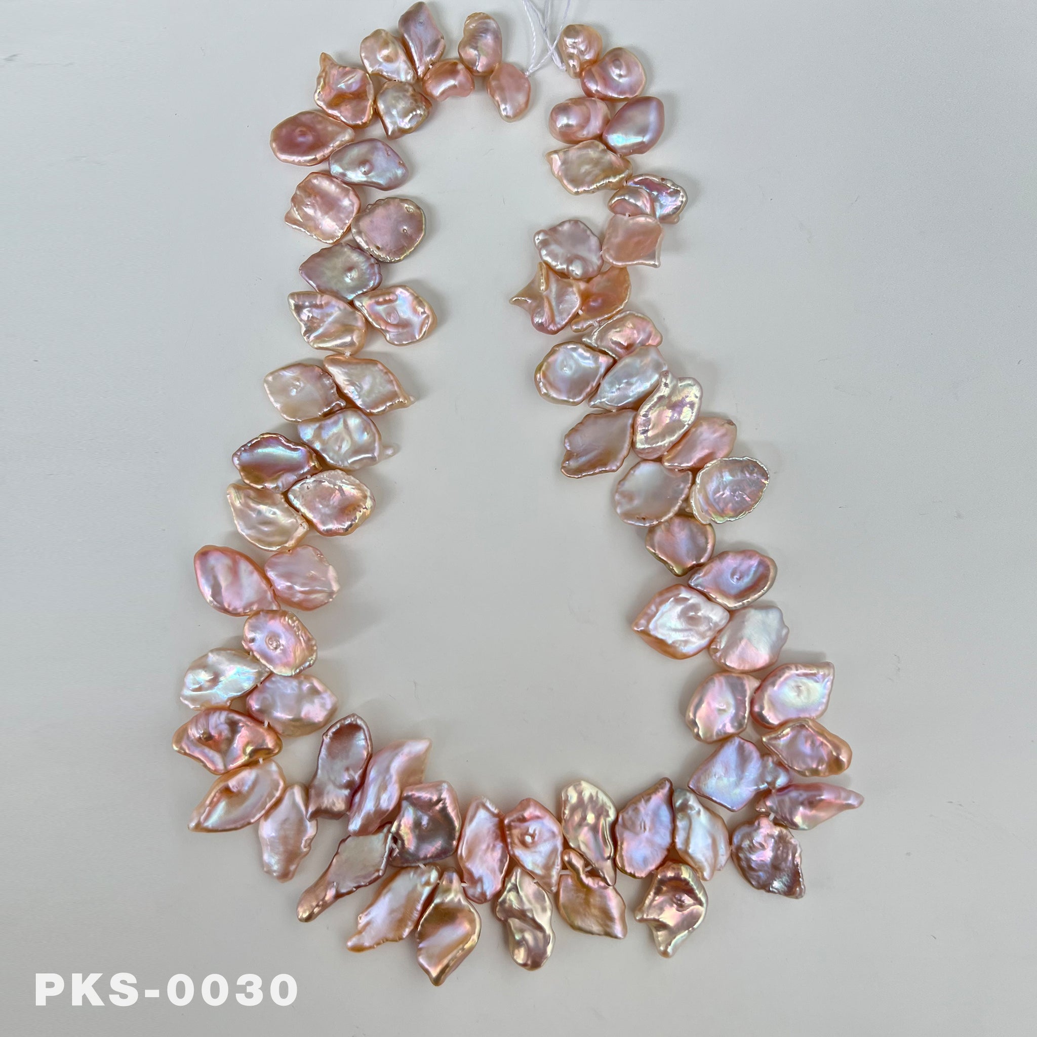 1 Strand 15.4 inches Natural Freshwater Pink & Gold Keshi Pearl Necklace(PKS-0030)