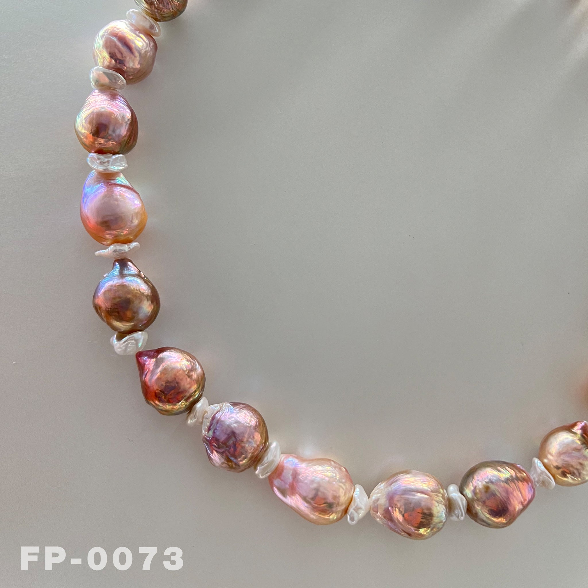 18.5 " Natural Color Edison Rainbow Pearl and Keshi Pearl Necklace