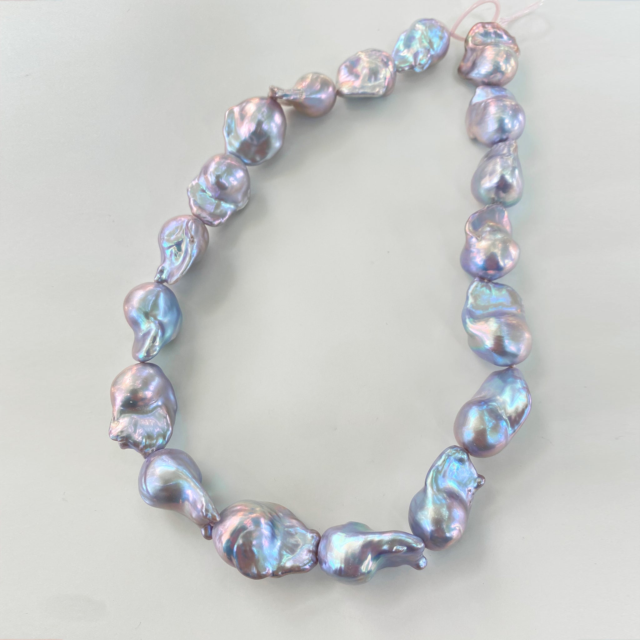 15-17mm Baroque tail pearl necklace（silver gray blue）