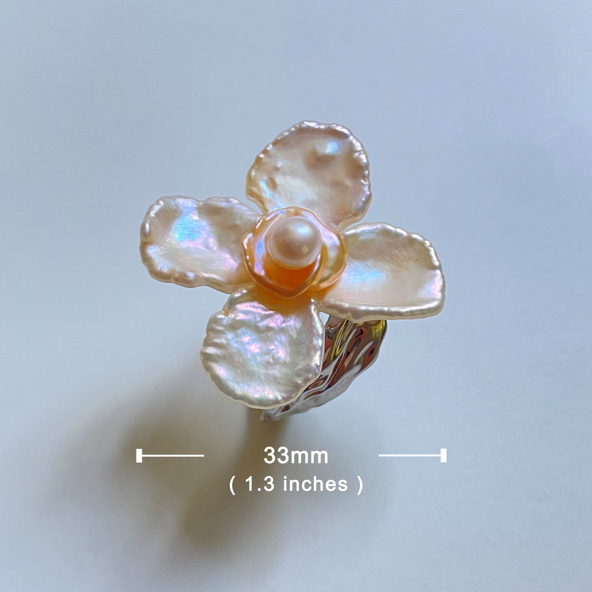 Handmade Natural Colorful Freshwater Keshi Pearl Flower Ring