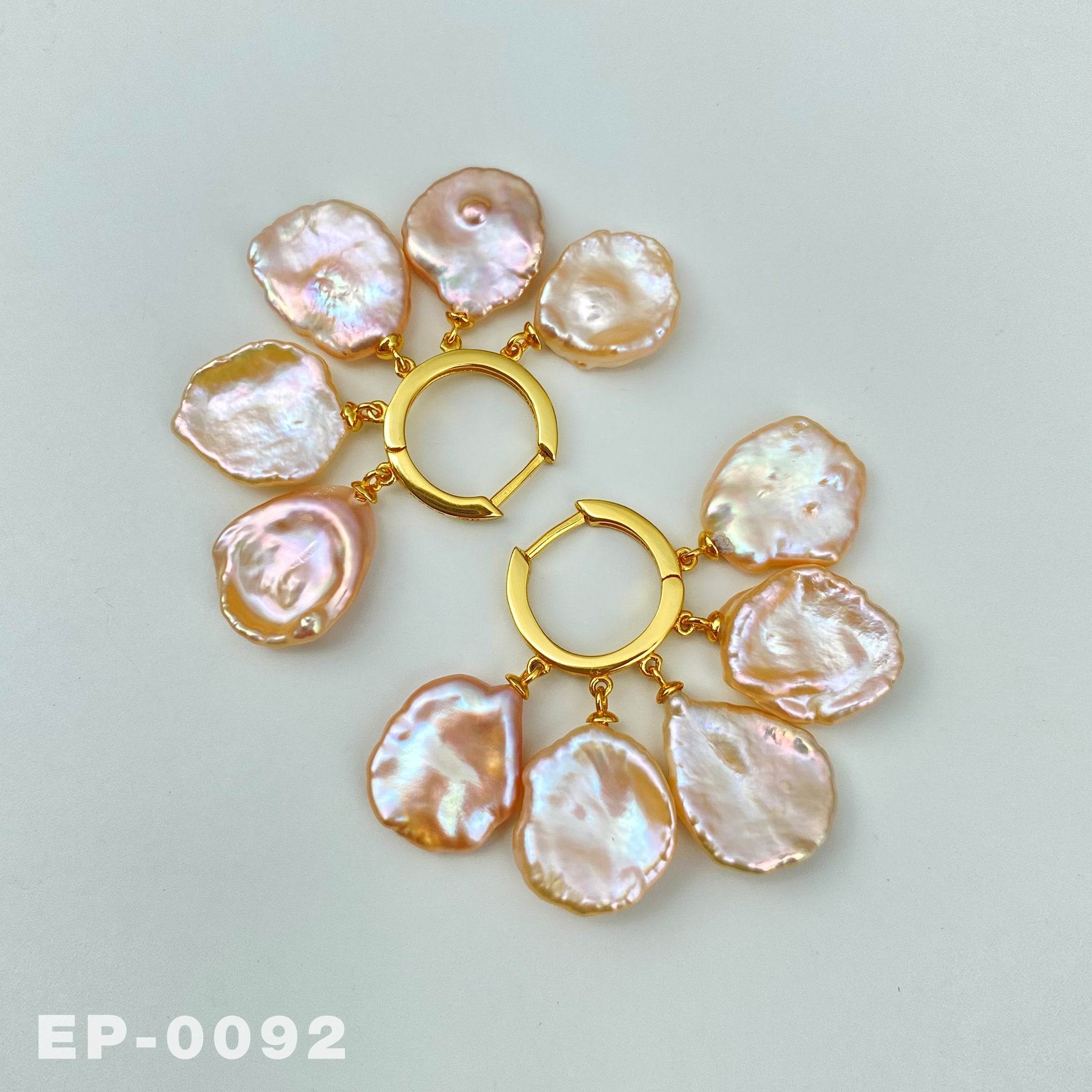 Natural Freshwater Gold Keshi Pearl Earrings （EP-0092)