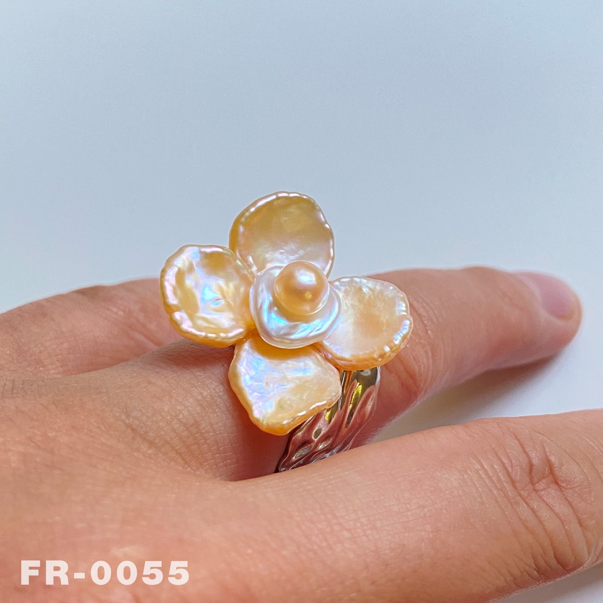 Handmade Natural Colorful Freshwater Keshi Pearl Flower Ring