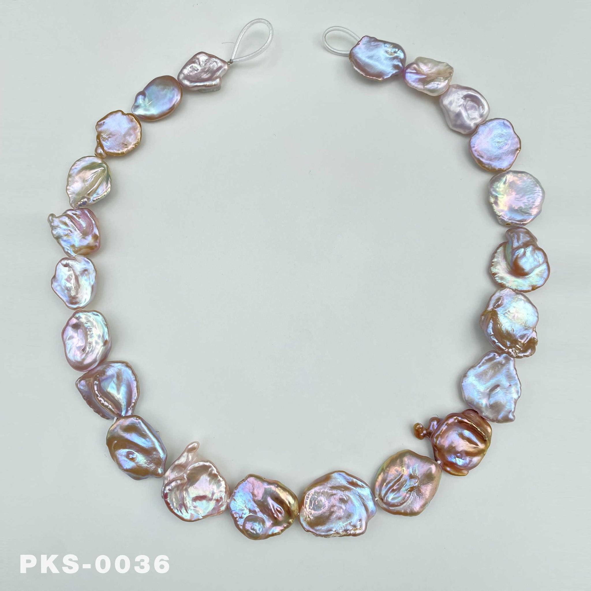 1 Strand 16 inches Large Size Freshwater Rainbow  Keshi Pearl Necklace (PKS-0036)