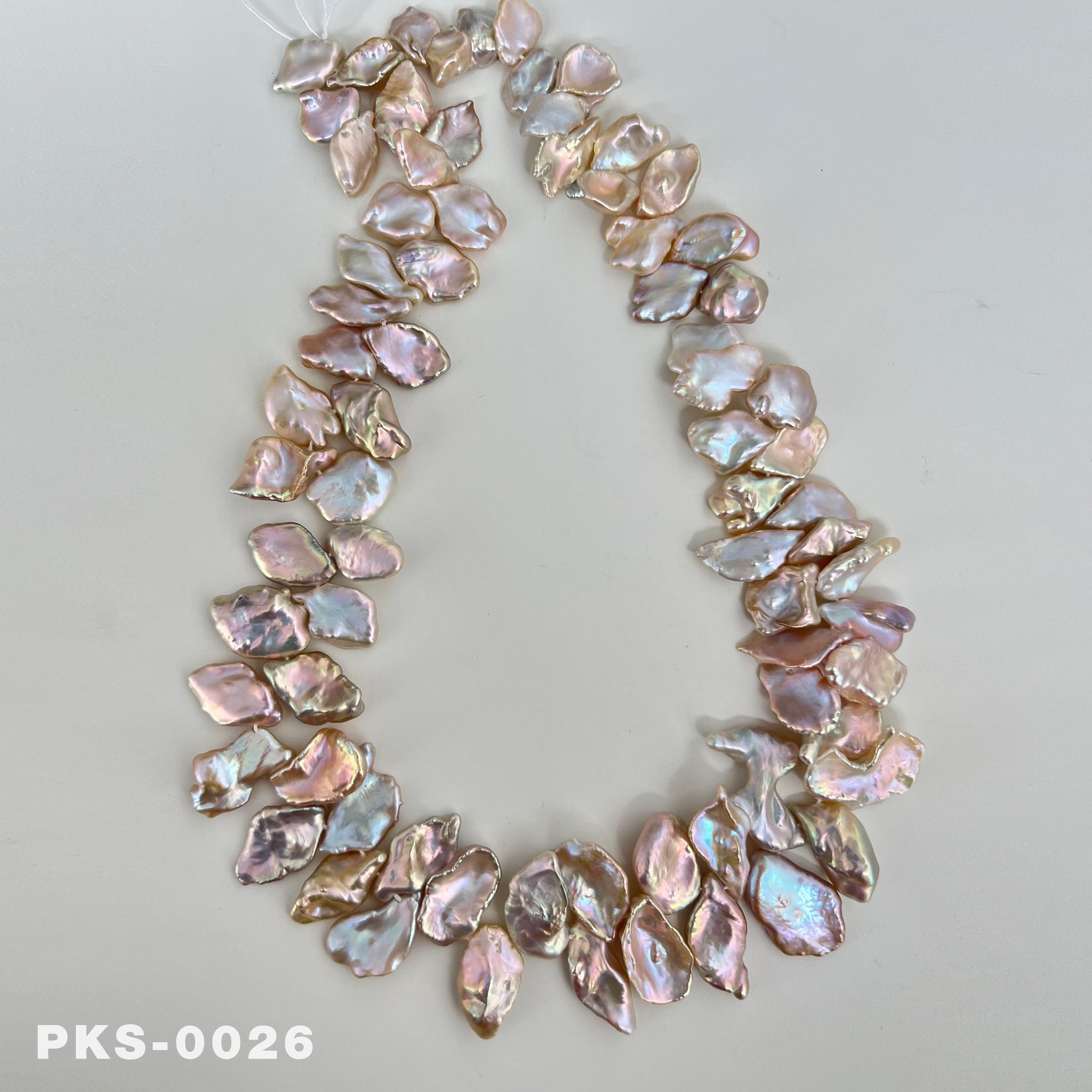 1 Strand 15.7 inches Natural Freshwater Pink & Gold Keshi Pearl Necklace(PKS-0026)