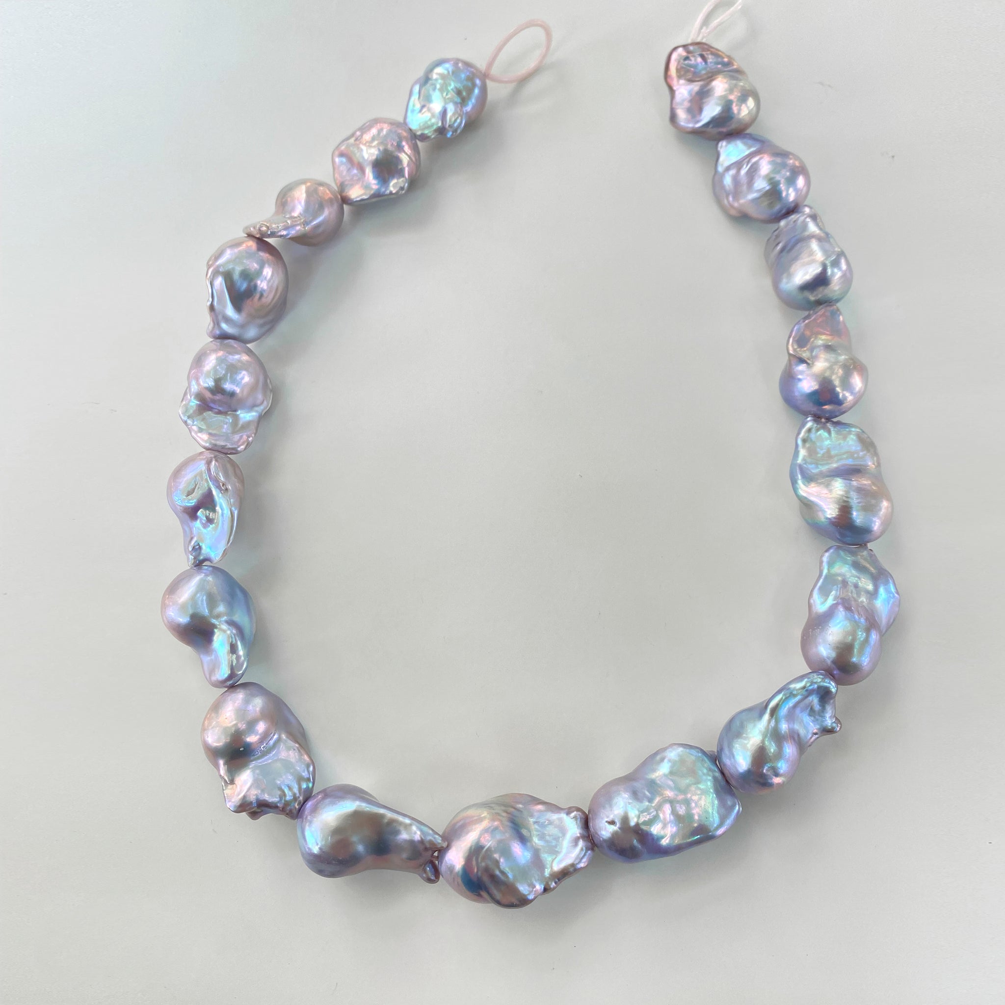 15-17mm Baroque tail pearl necklace（silver gray blue）