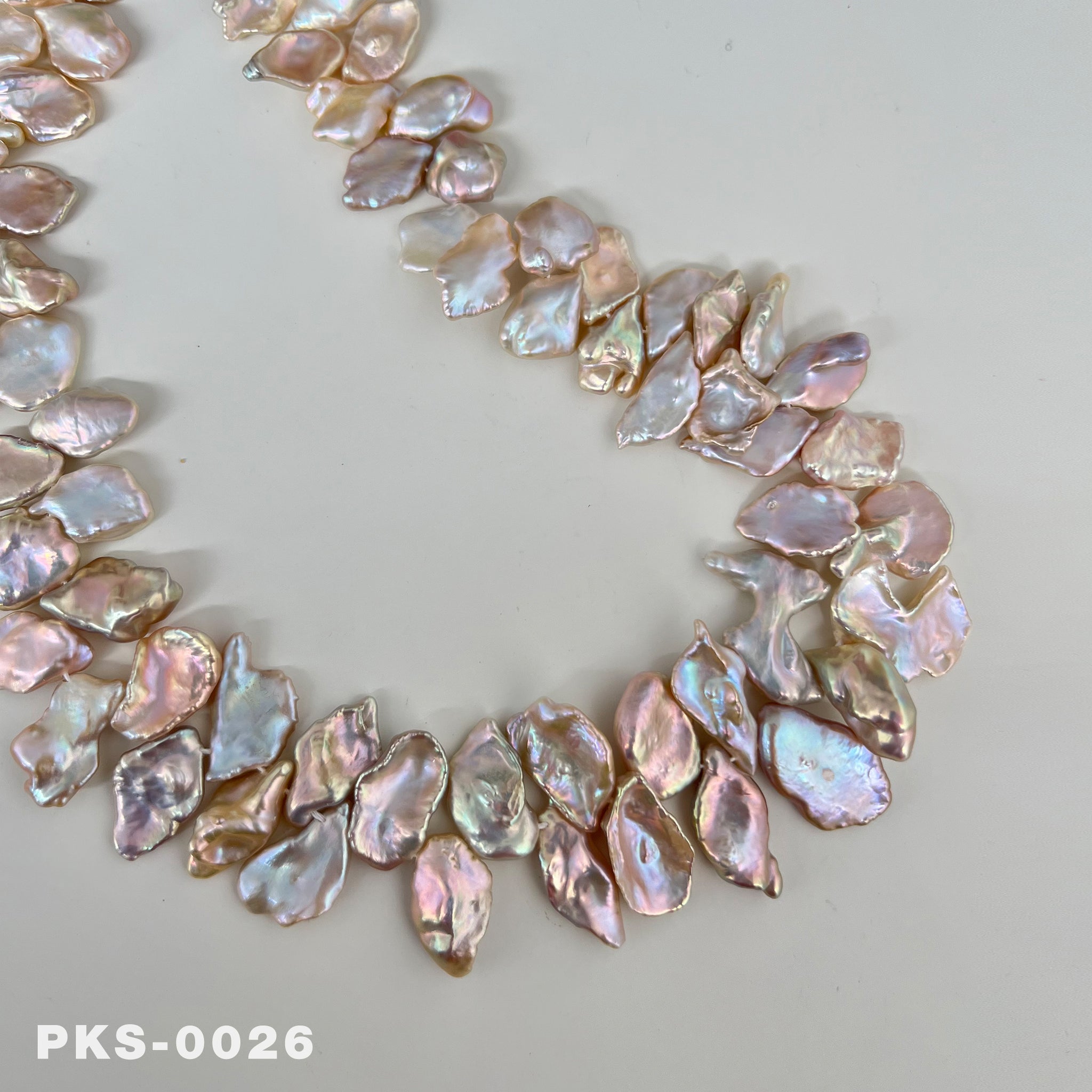 1 Strand 15.7 inches Natural Freshwater Pink & Gold Keshi Pearl Necklace(PKS-0026)