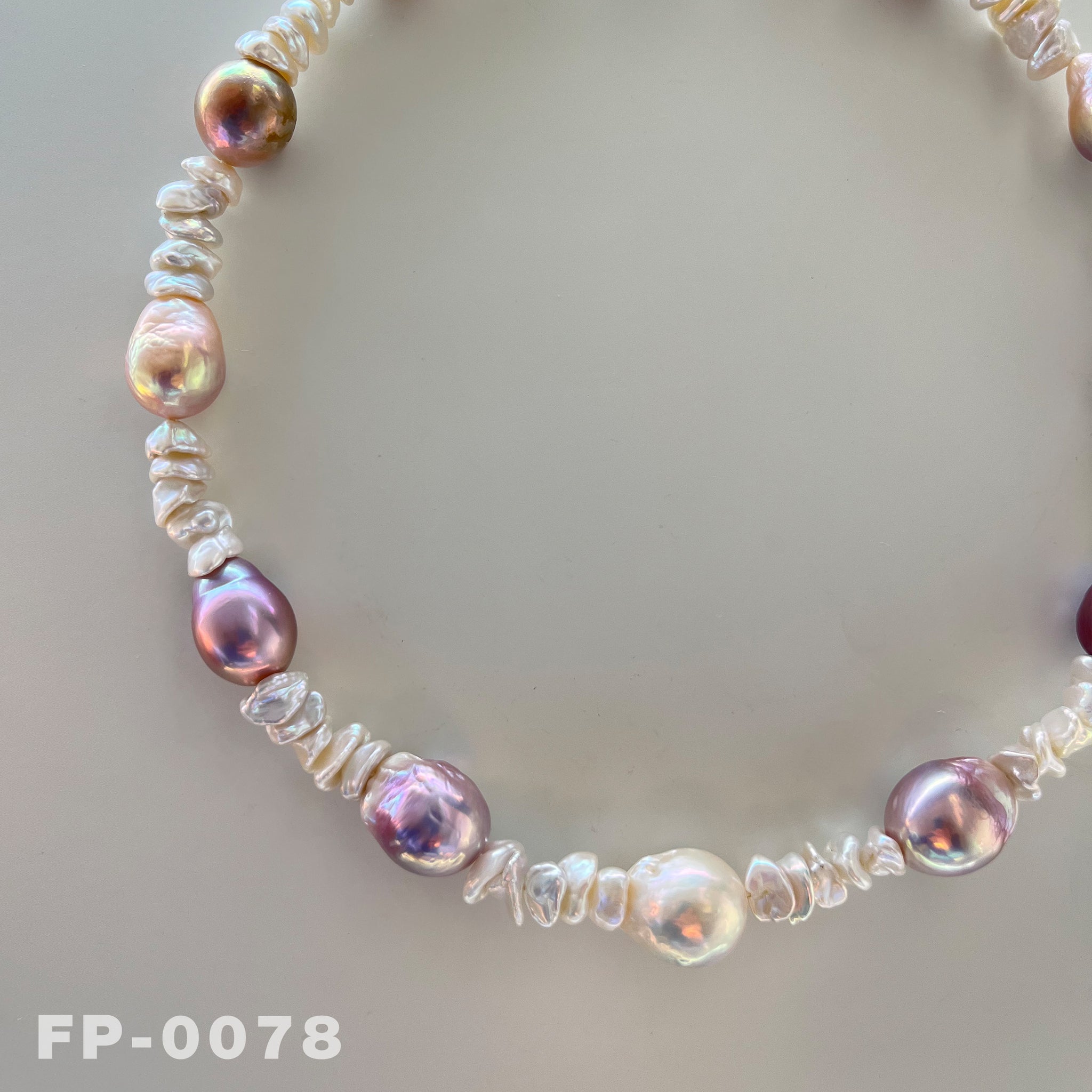 17.1 " Natural Color Edison Rainbow Pearl and Keshi Pearl Necklace