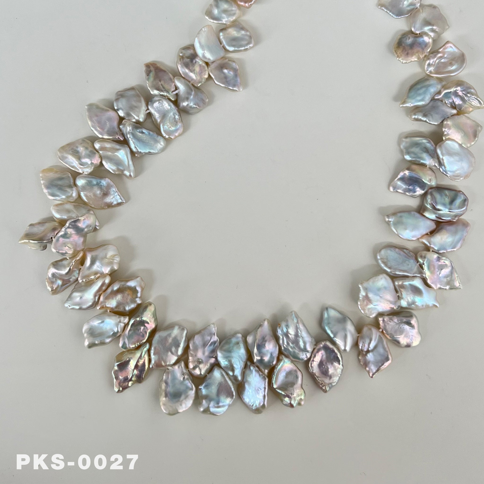 1 Strand 16 inches Natural Freshwater Gray Rainbow Keshi Pearl Necklace(PKS-0027)