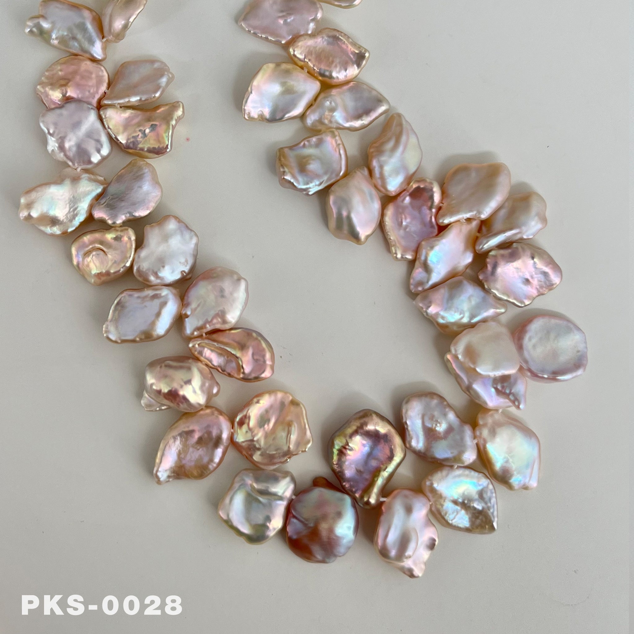 1 Strand 15.7 inches Natural Freshwater Pink & Gold Keshi Pearl Necklace(PKS-0028)