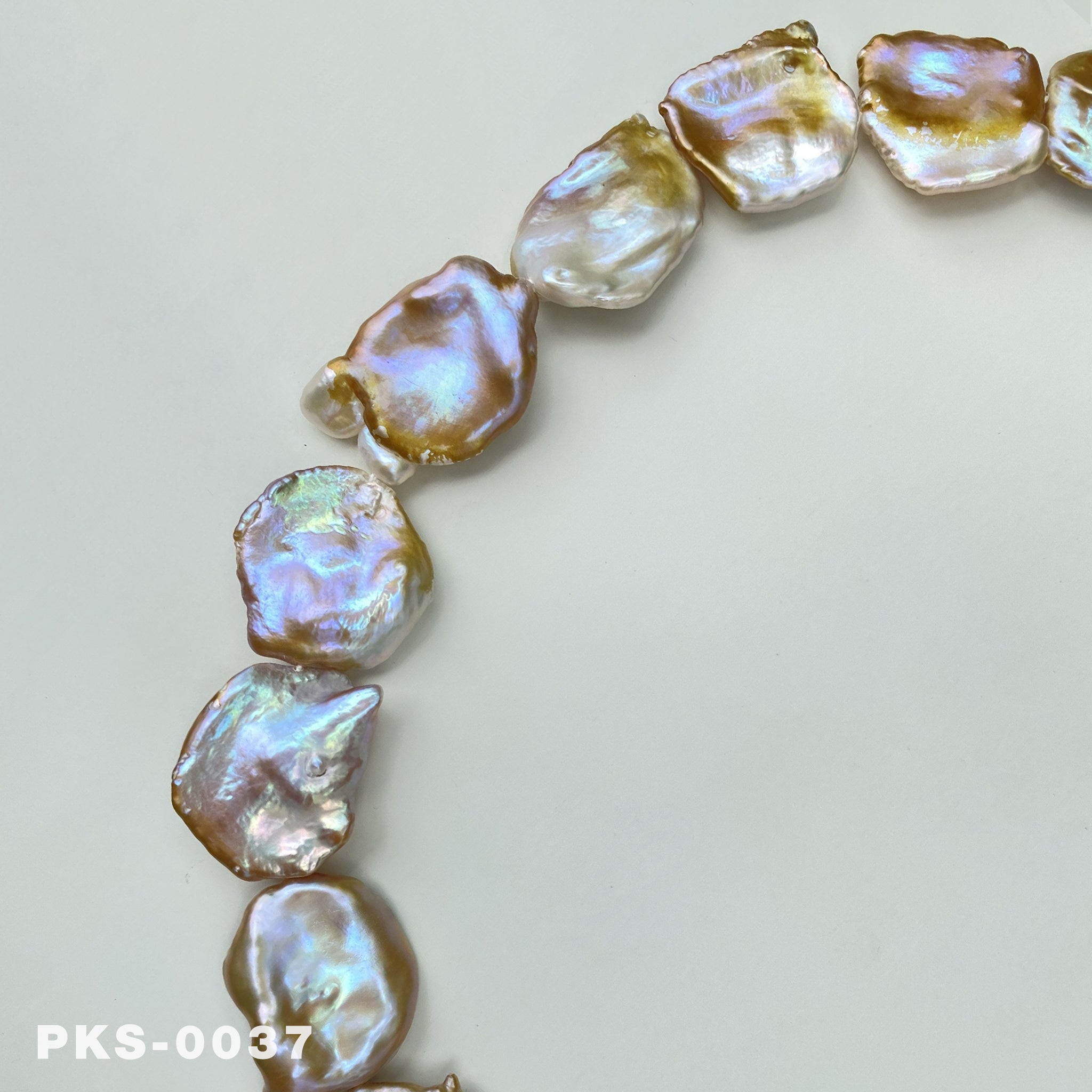 1 Strand 16 inches Large Size Freshwater Rainbow  Keshi Pearl Necklace (PKS-0037)