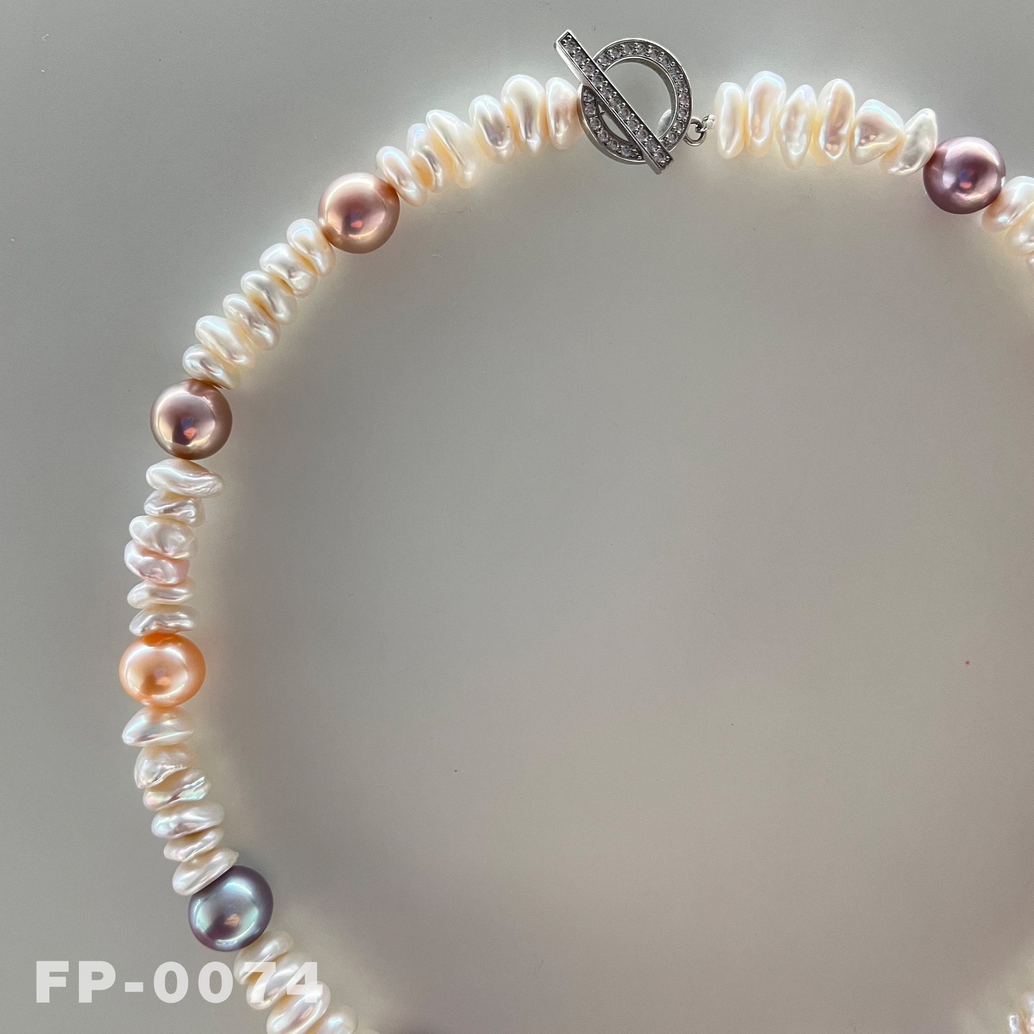 17.3 " Natural Color Edison Rainbow Pearl and Keshi Pearl Necklace（FP-0074)