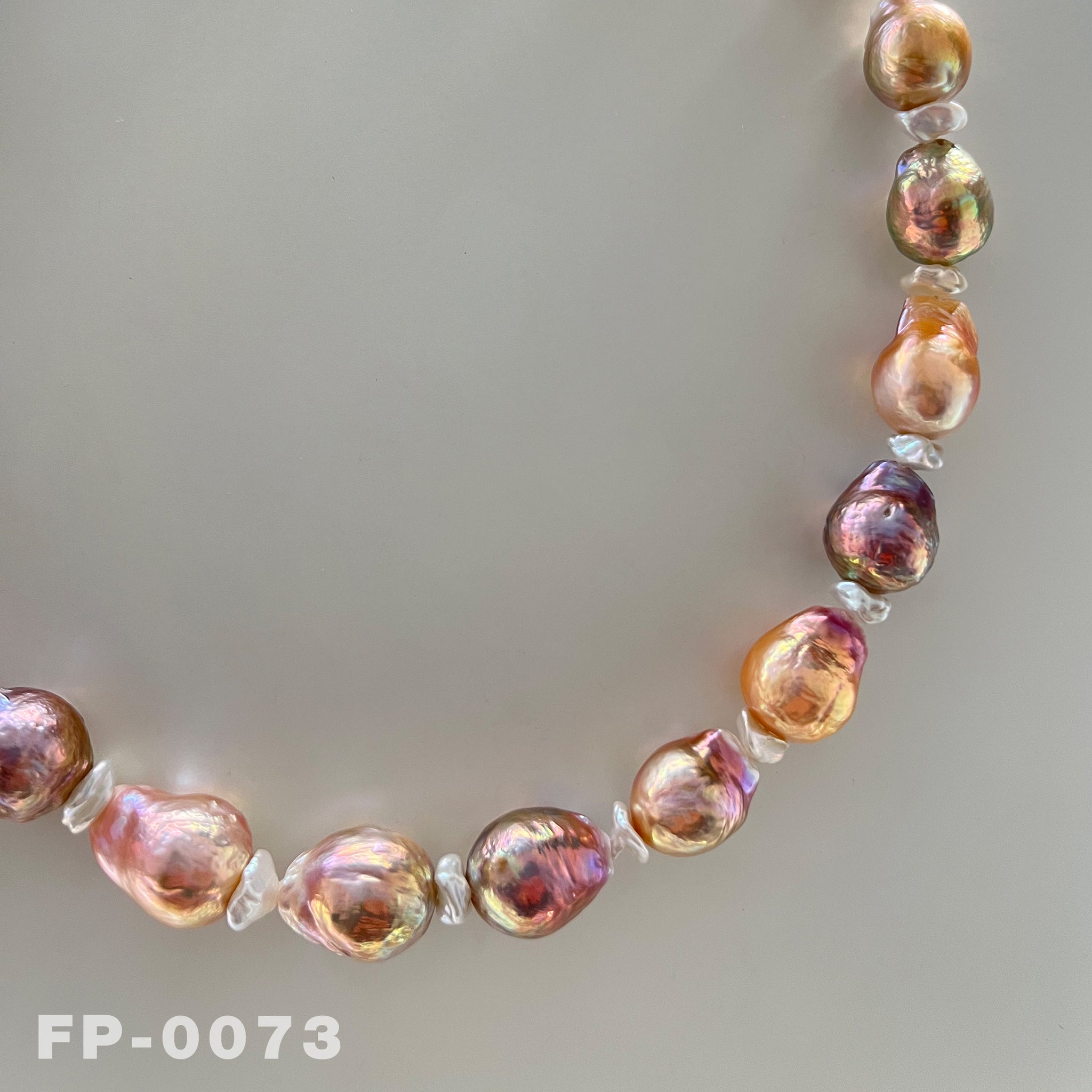 18.5 " Natural Color Edison Rainbow Pearl and Keshi Pearl Necklace