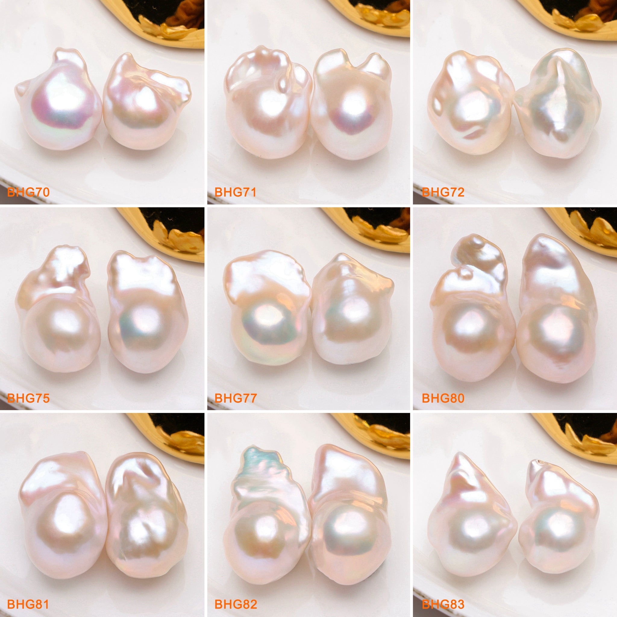 13*19mm Natural Freshwater White Rainbow Baroque Pearls Pairs  (BHG)