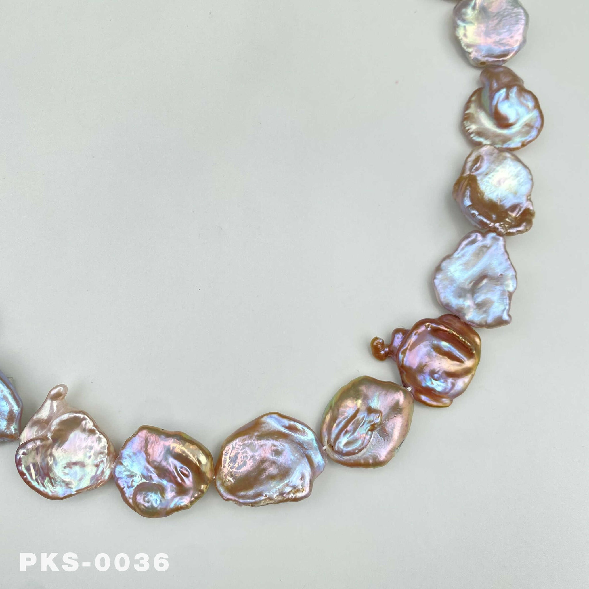 1 Strand 16 inches Large Size Freshwater Rainbow  Keshi Pearl Necklace (PKS-0036)