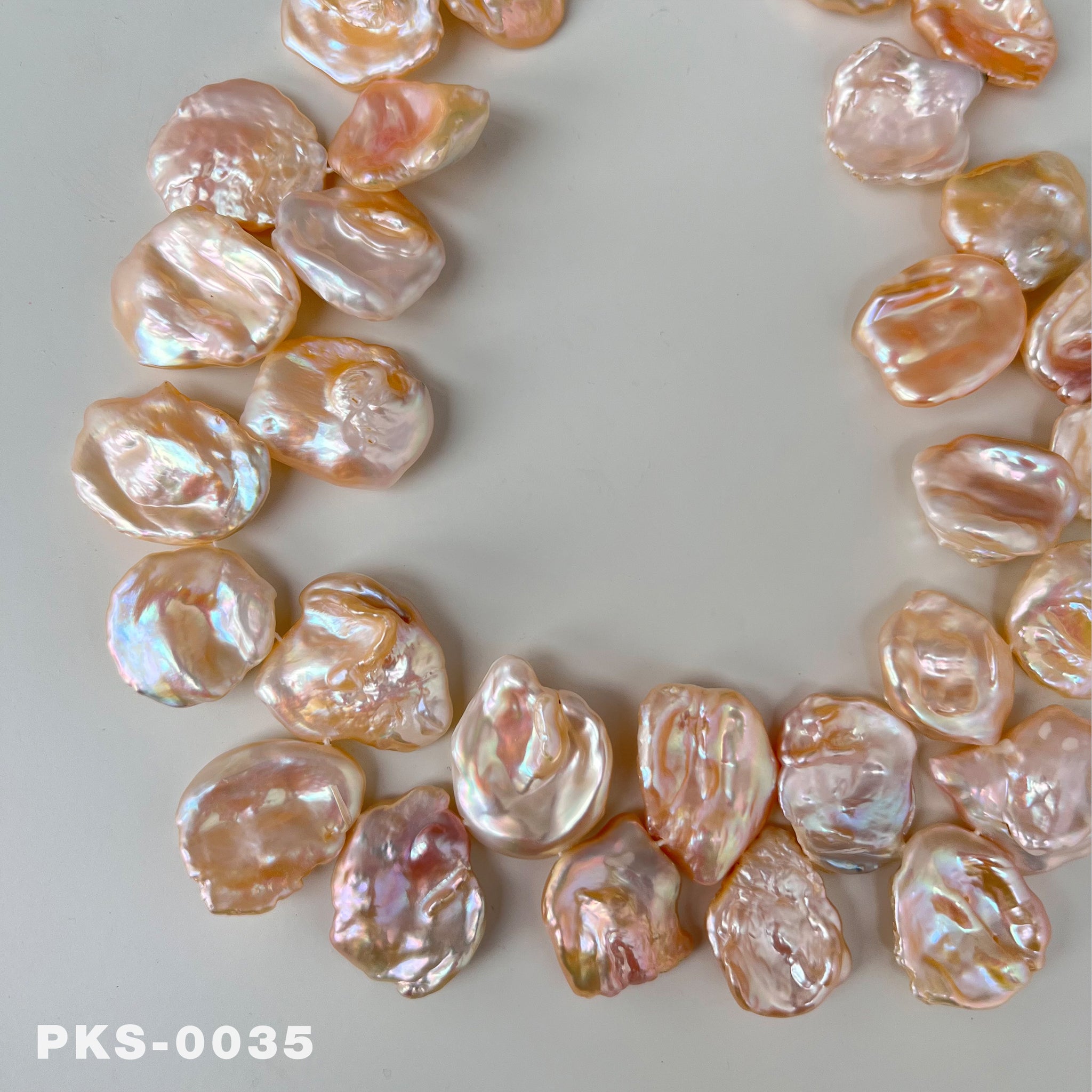 1 Strand 16 inches Natural Freshwater Pink & Gold Keshi Pearl Necklace(PKS-0035)