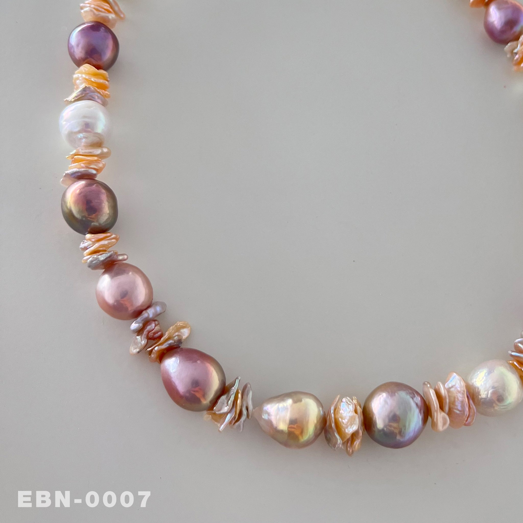 1 Strand Natural Freshwater Edison Baroque Pearl & Stacked Keshi Pearl Necklace(EBN-0007)