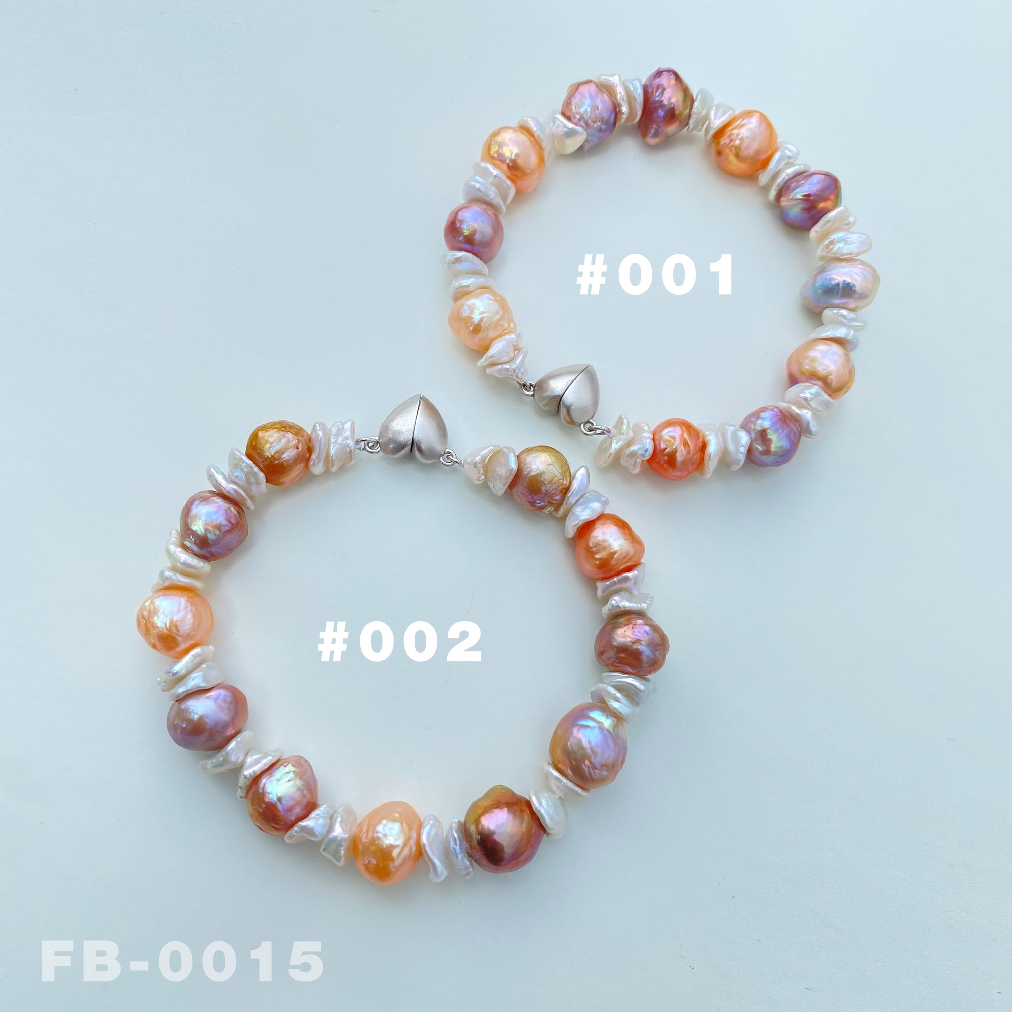 7.8 " Natural Freshwater Colorful Edison Baroque Pearl and White Keshi Pearl Bracelet