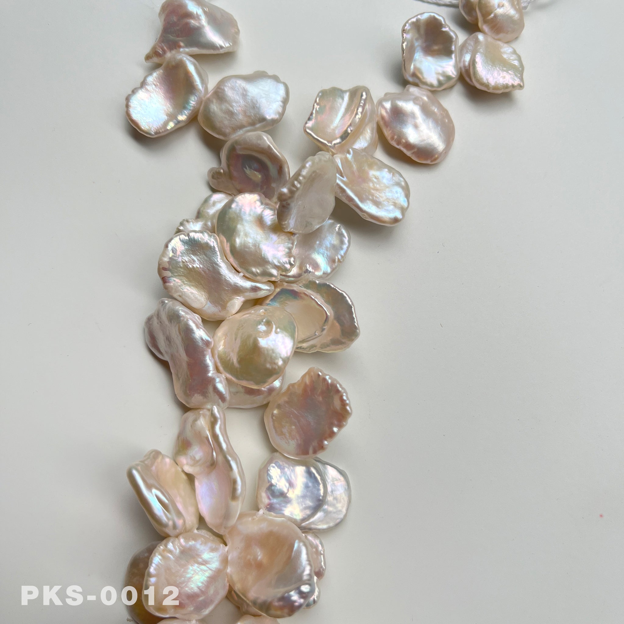 1 Strand Natural Freshwater White Keshi Pearl Necklace(PKS-0012)