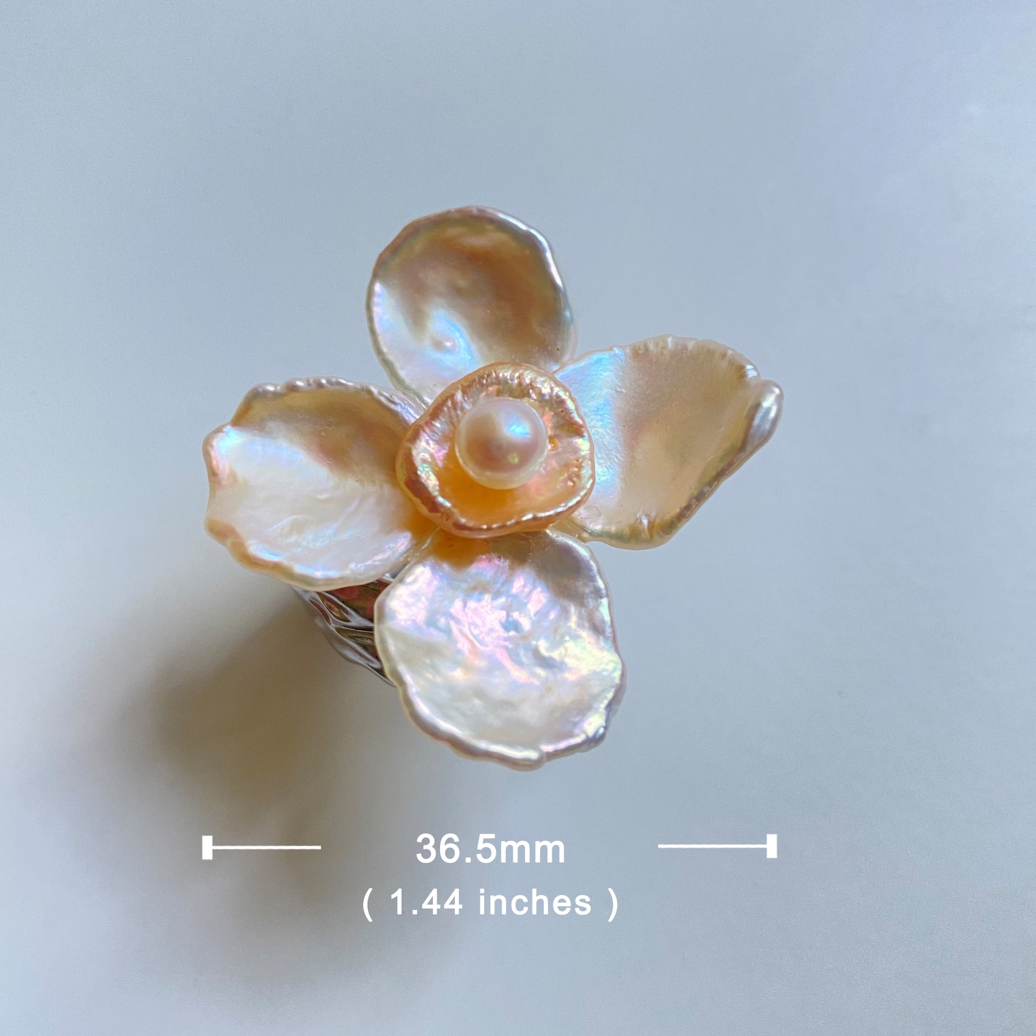 Handmade Natural Colorful Freshwater Keshi Pearl Flower Ring