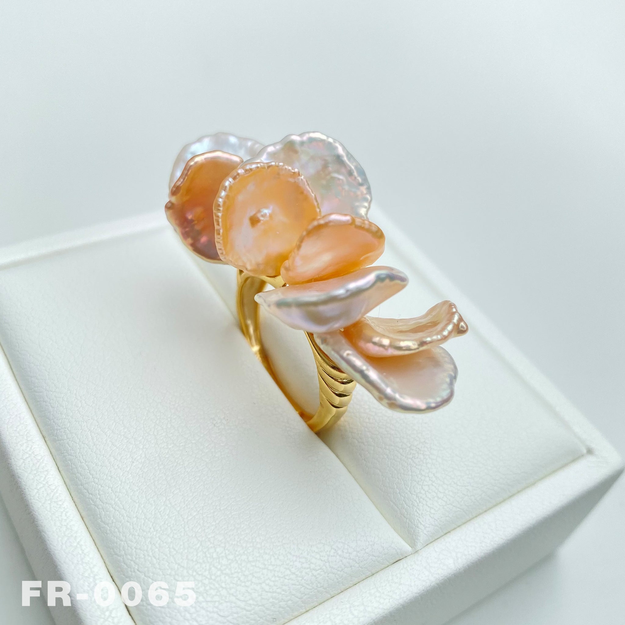 Natural Colorful Freshwater Keshi Pearl Ring(FR-0065)