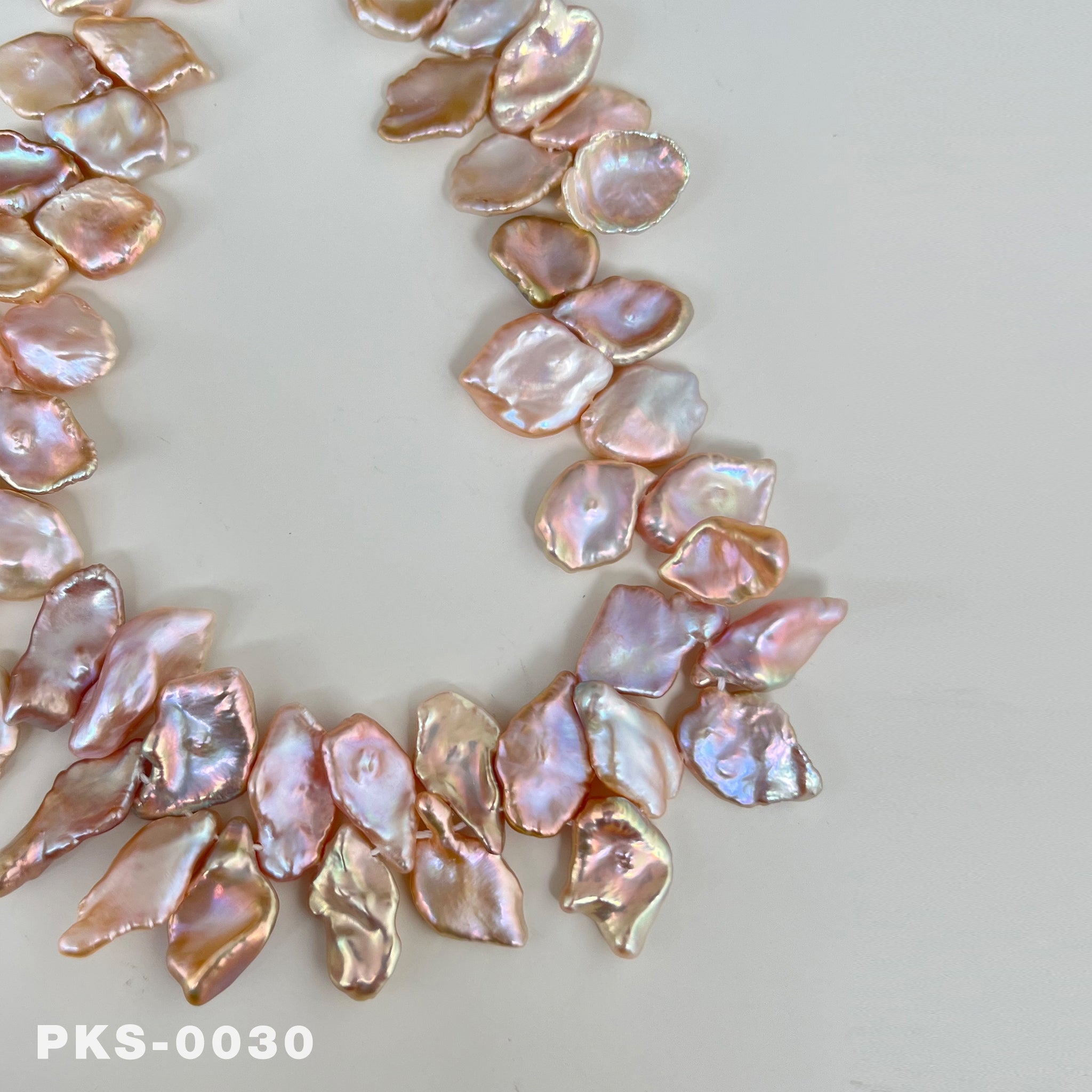 1 Strand 15.4 inches Natural Freshwater Pink & Gold Keshi Pearl Necklace(PKS-0030)