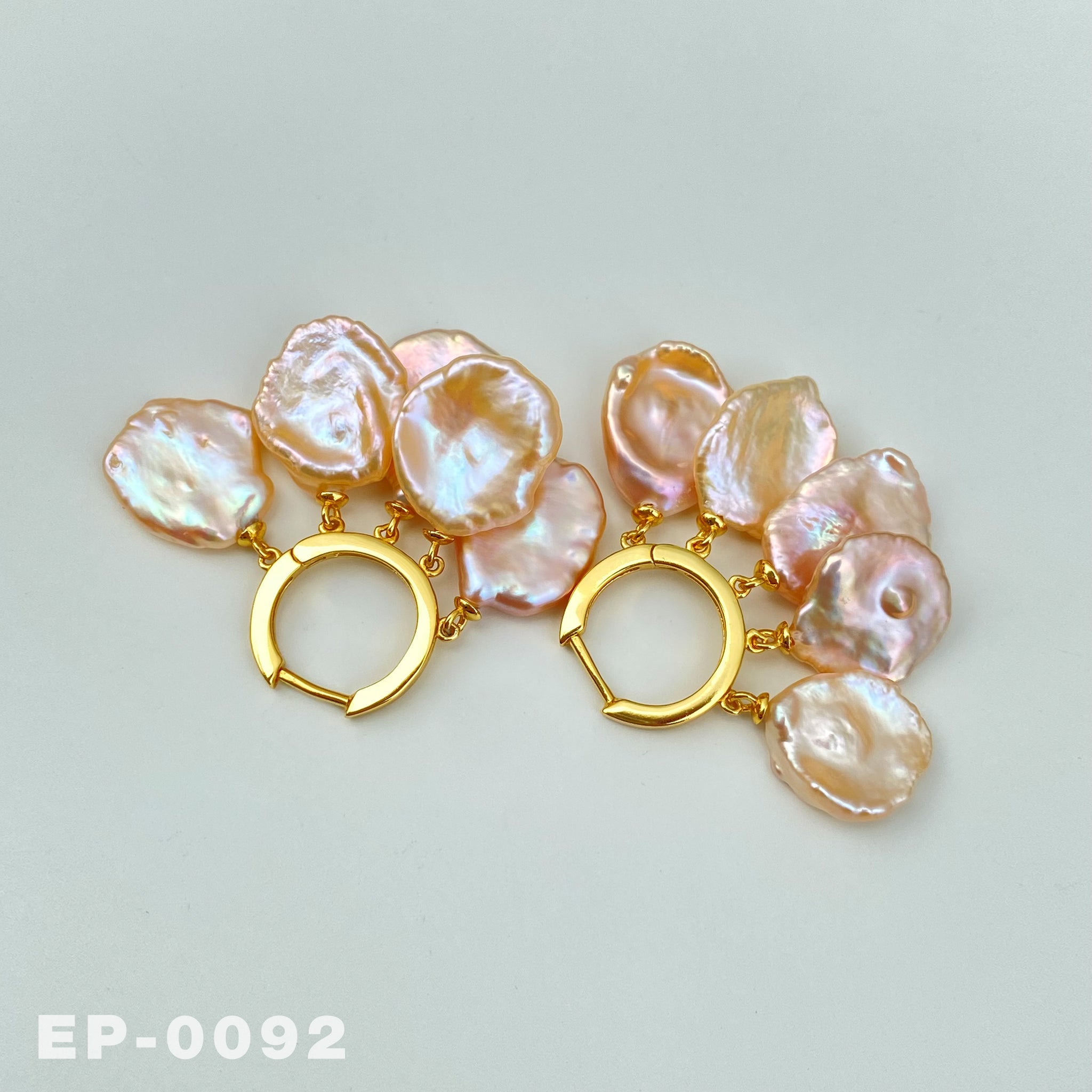 Natural Freshwater Gold Keshi Pearl Earrings （EP-0092)