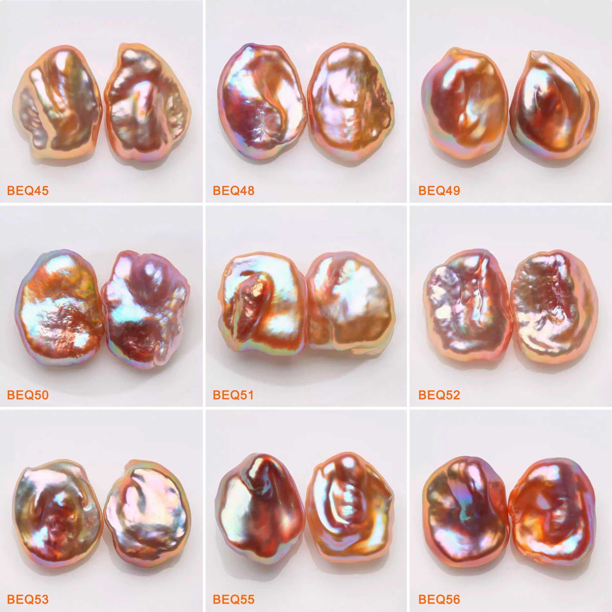 14-15mm Natural Freshwater Rainbow Keshi Pearls Pairs