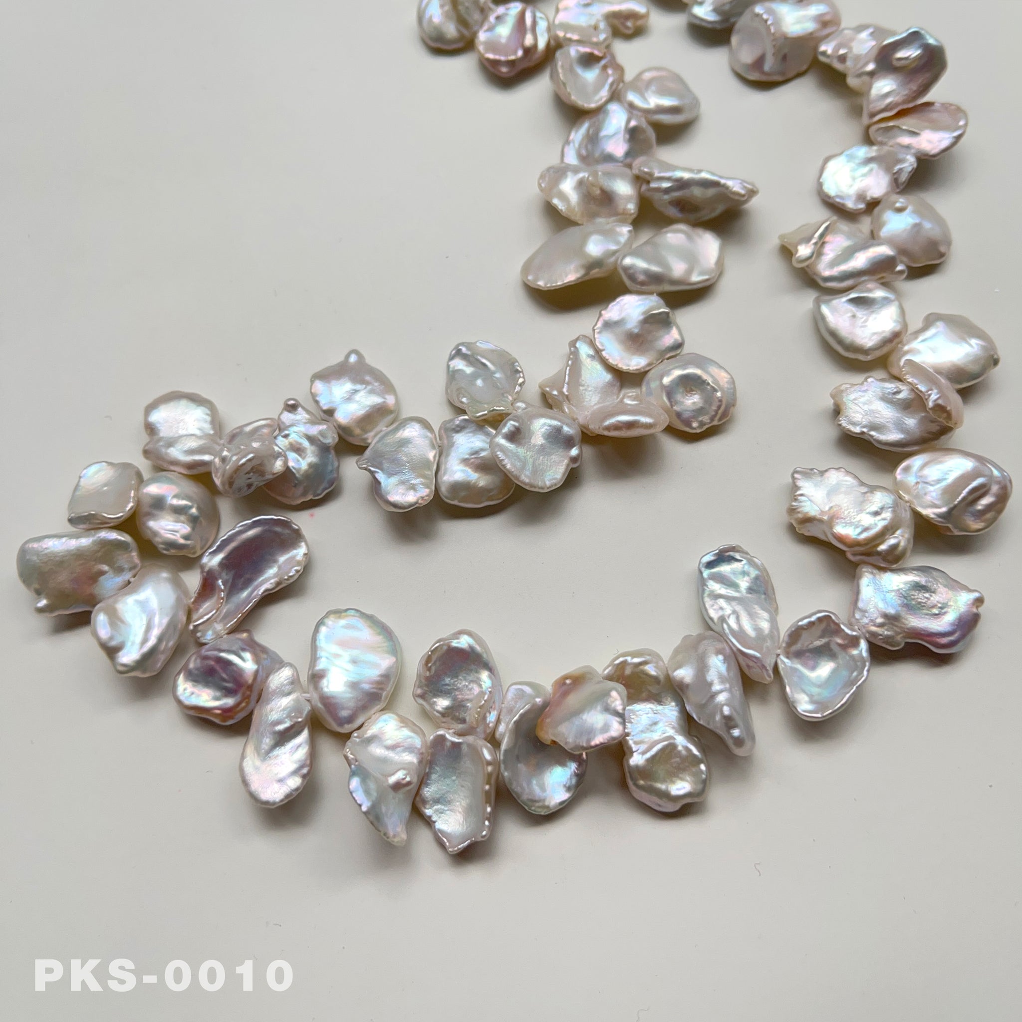 1 Strand Natural Freshwater White Keshi Pearl Necklace(PKS-0010)