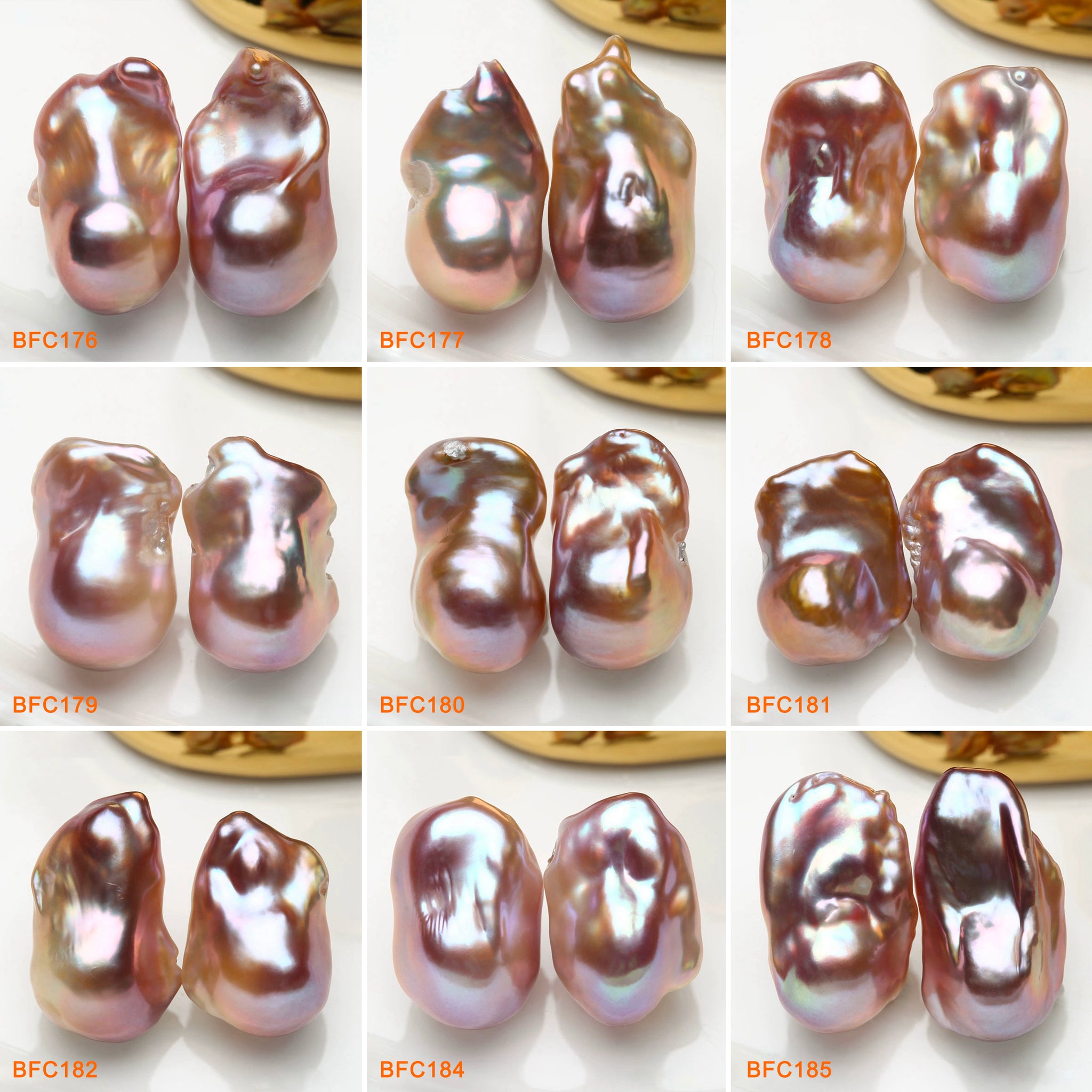 13-14mm Natural Freshwater Rainbow Baoroque Pearls Pairs (BFC)