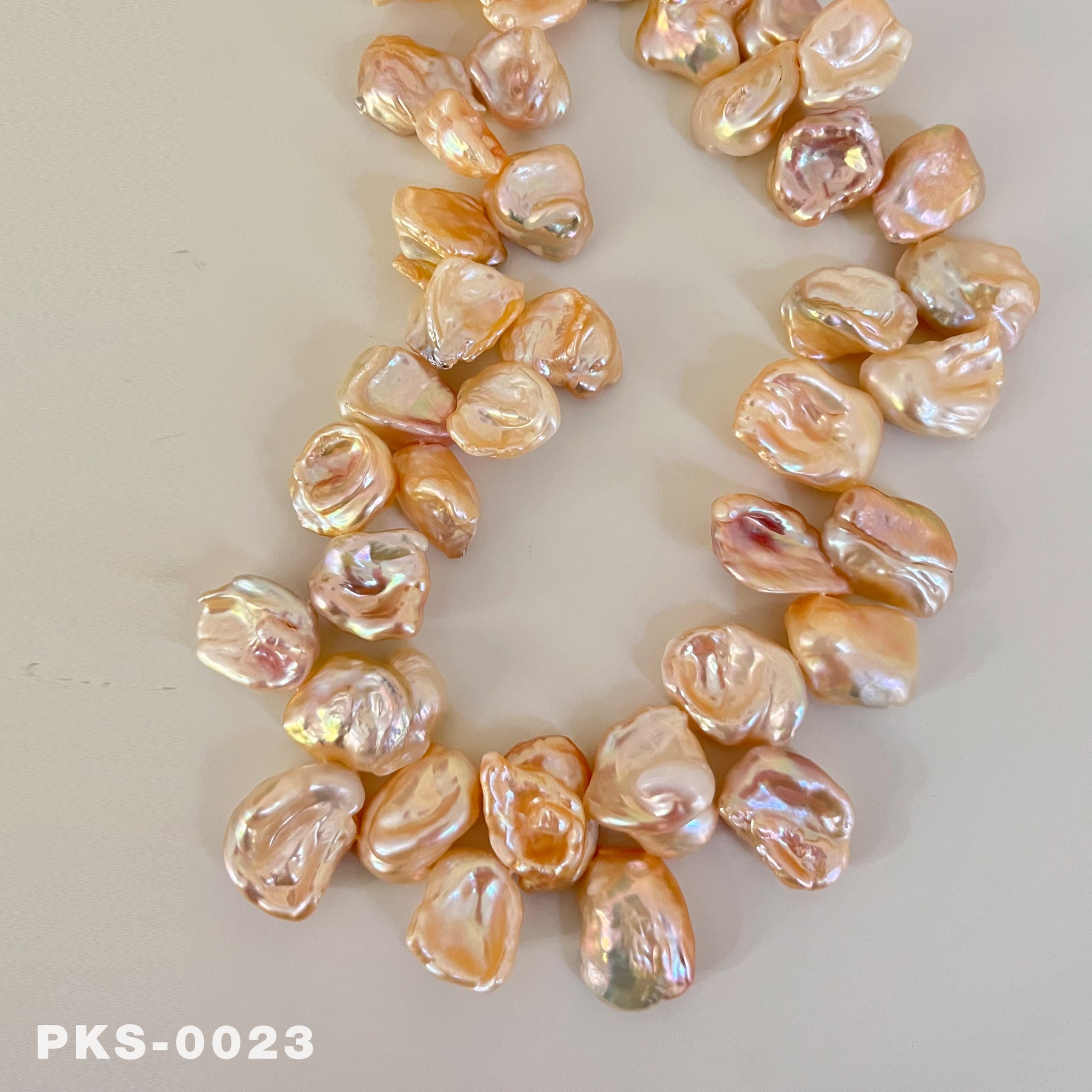 1 Strand 16 inches Natural Freshwater Pink & Gold Keshi Pearl Necklace(PKS-0023)