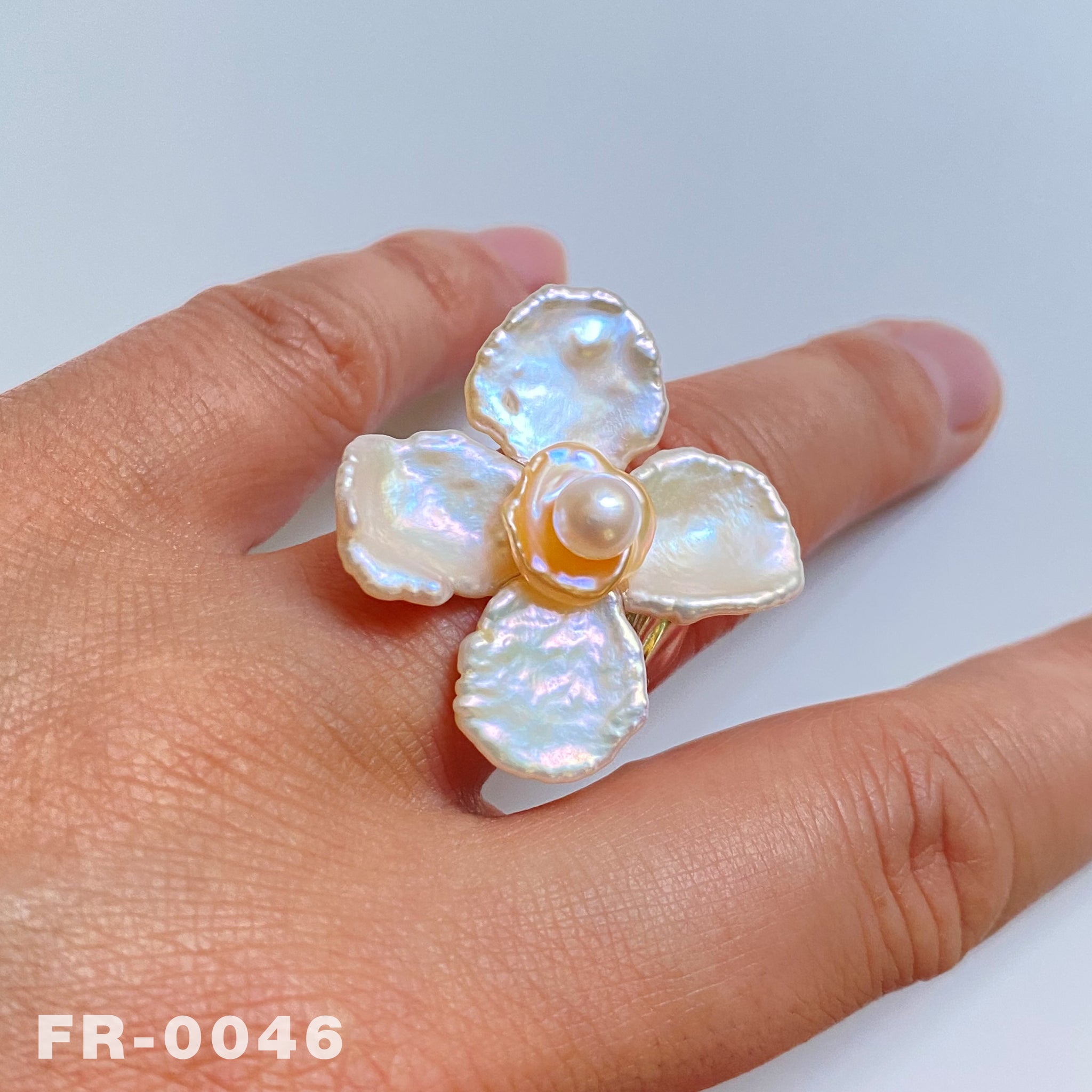 Handmade Natural Colorful Freshwater Keshi Pearl Flower Ring