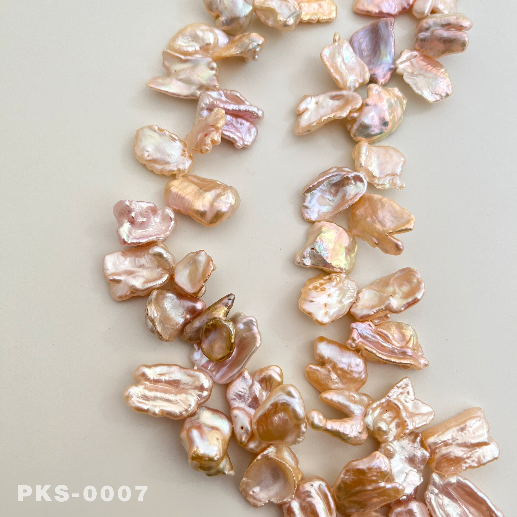 1 Strand 15.6 inches Natural Freshwater Pink & Gold Keshi Pearl Necklace(PKS-0007)