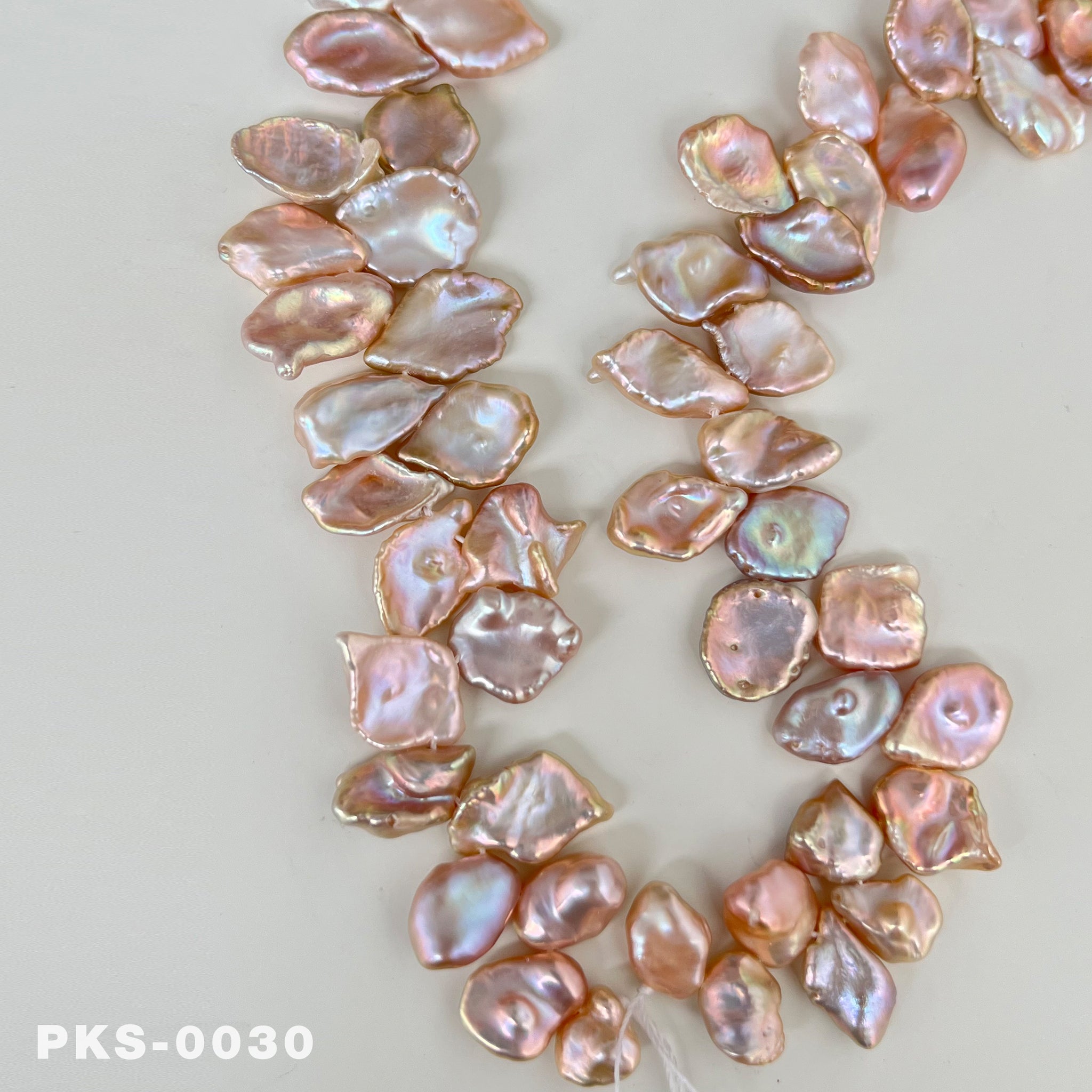 1 Strand 15.4 inches Natural Freshwater Pink & Gold Keshi Pearl Necklace(PKS-0030)