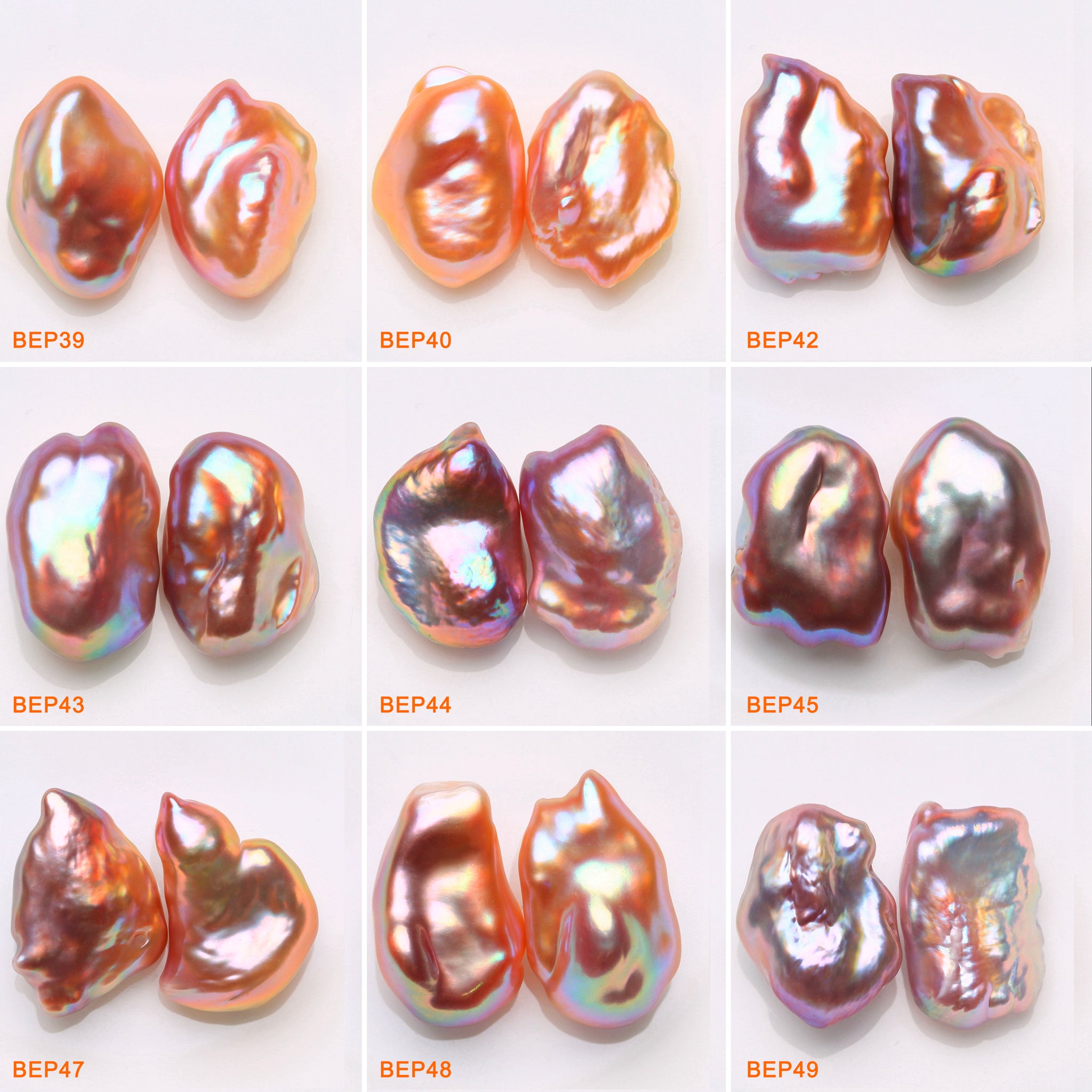 13-14mm Natural Freshwater Rainbow Keshi Pearls Pairs  (BEP)