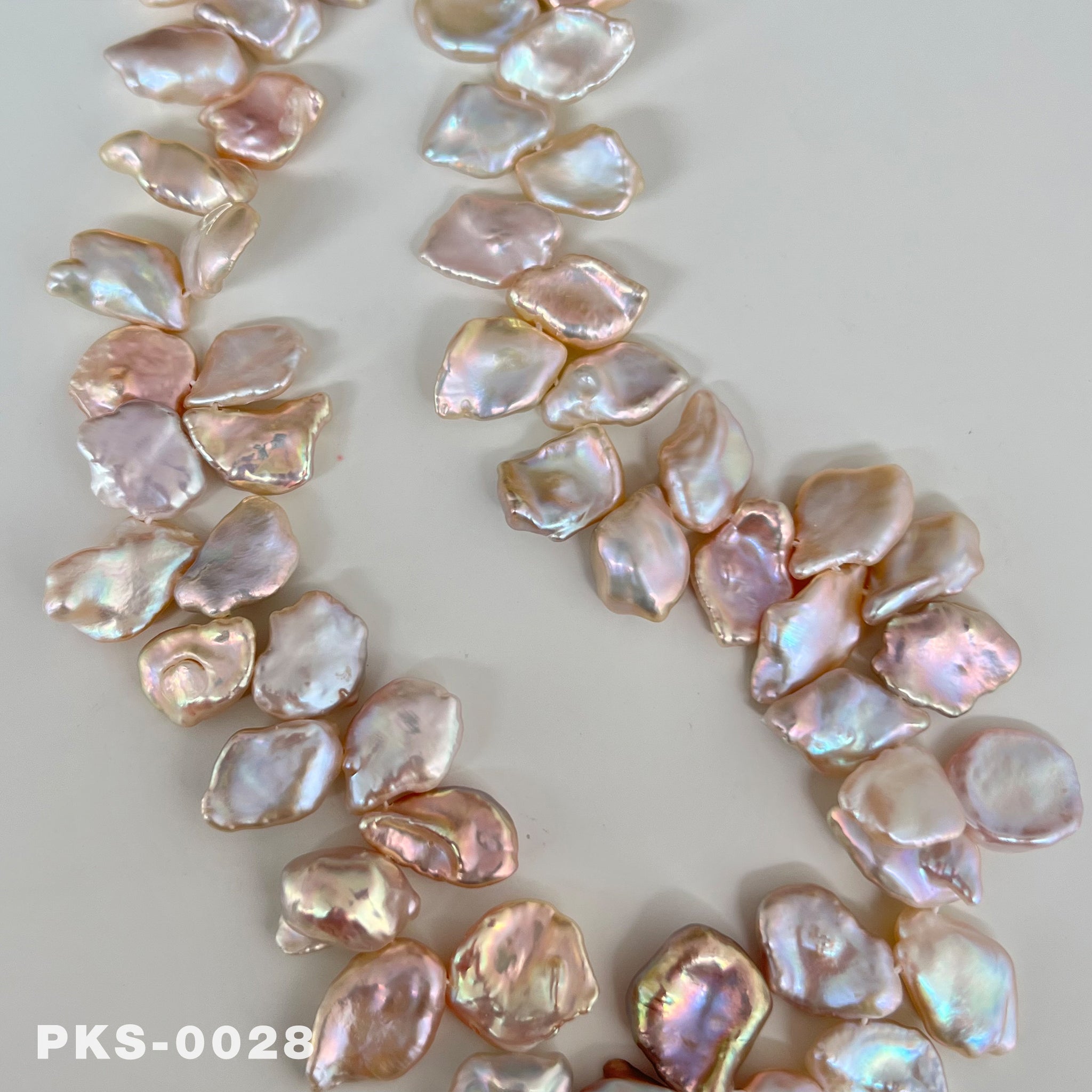 1 Strand 15.7 inches Natural Freshwater Pink & Gold Keshi Pearl Necklace(PKS-0028)