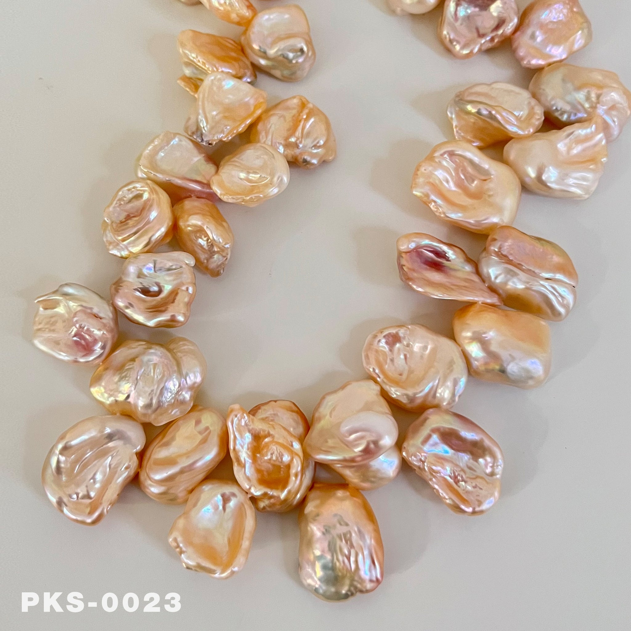 1 Strand 16 inches Natural Freshwater Pink & Gold Keshi Pearl Necklace(PKS-0023)