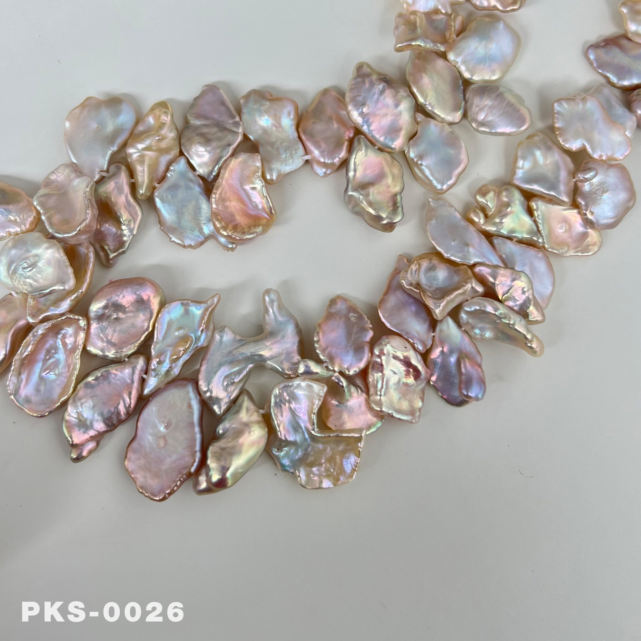 1 Strand 15.7 inches Natural Freshwater Pink & Gold Keshi Pearl Necklace(PKS-0026)