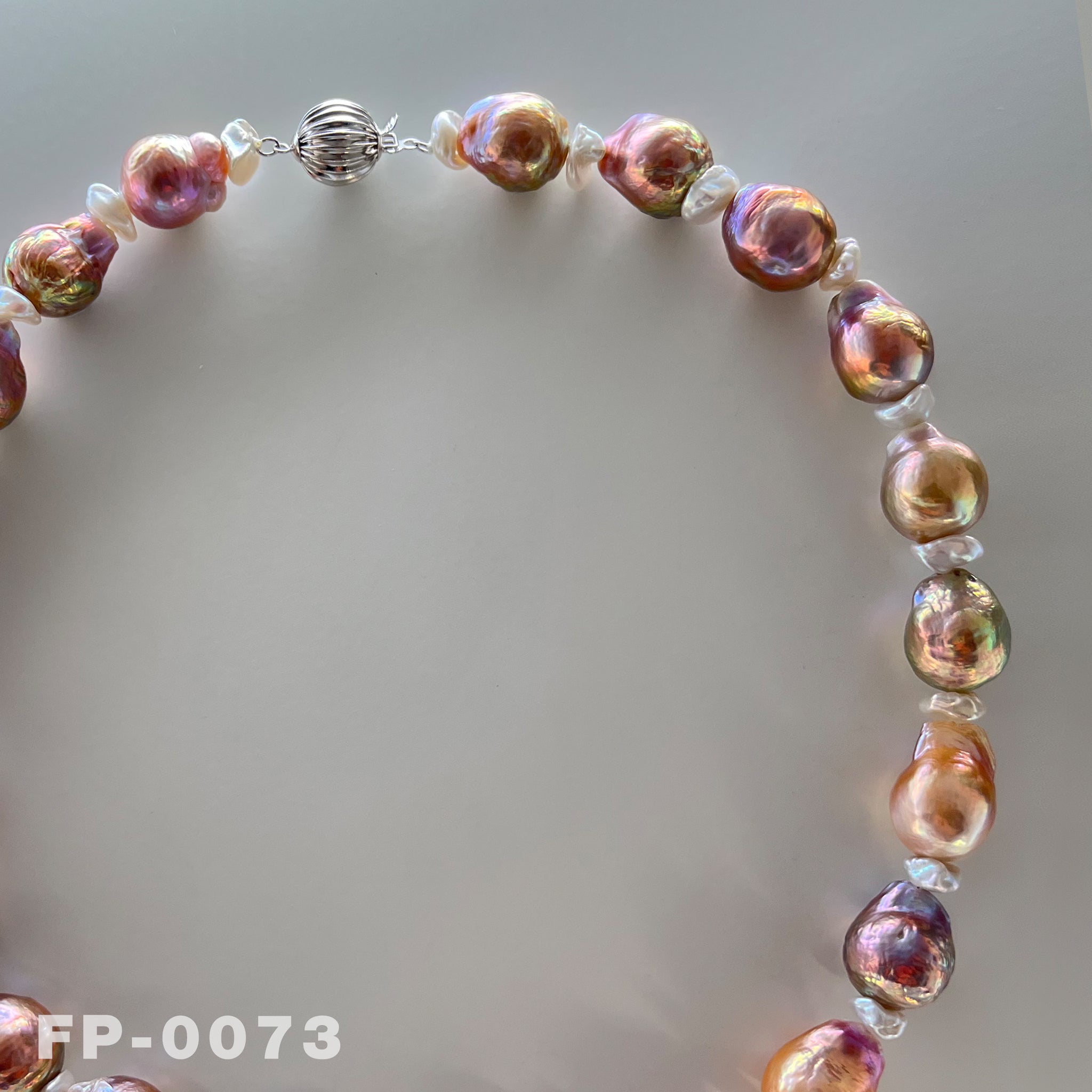 18.5 " Natural Color Edison Rainbow Pearl and Keshi Pearl Necklace