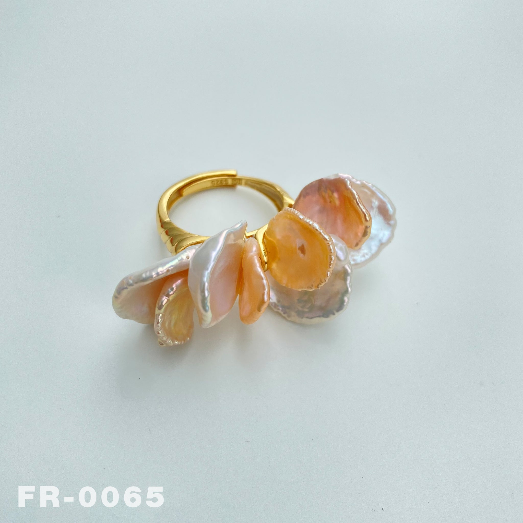 Natural Colorful Freshwater Keshi Pearl Ring(FR-0065)