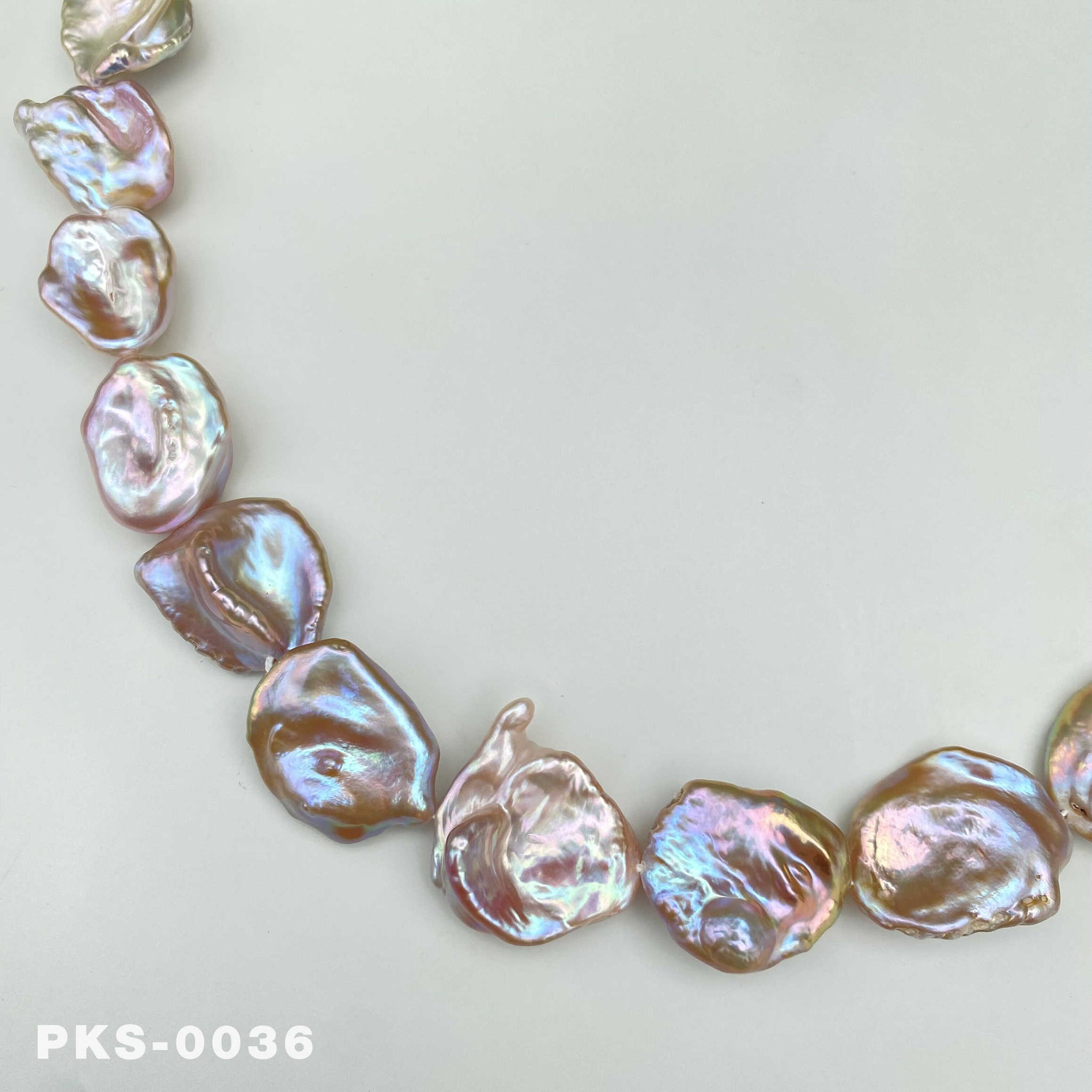 1 Strand 16 inches Large Size Freshwater Rainbow  Keshi Pearl Necklace (PKS-0036)