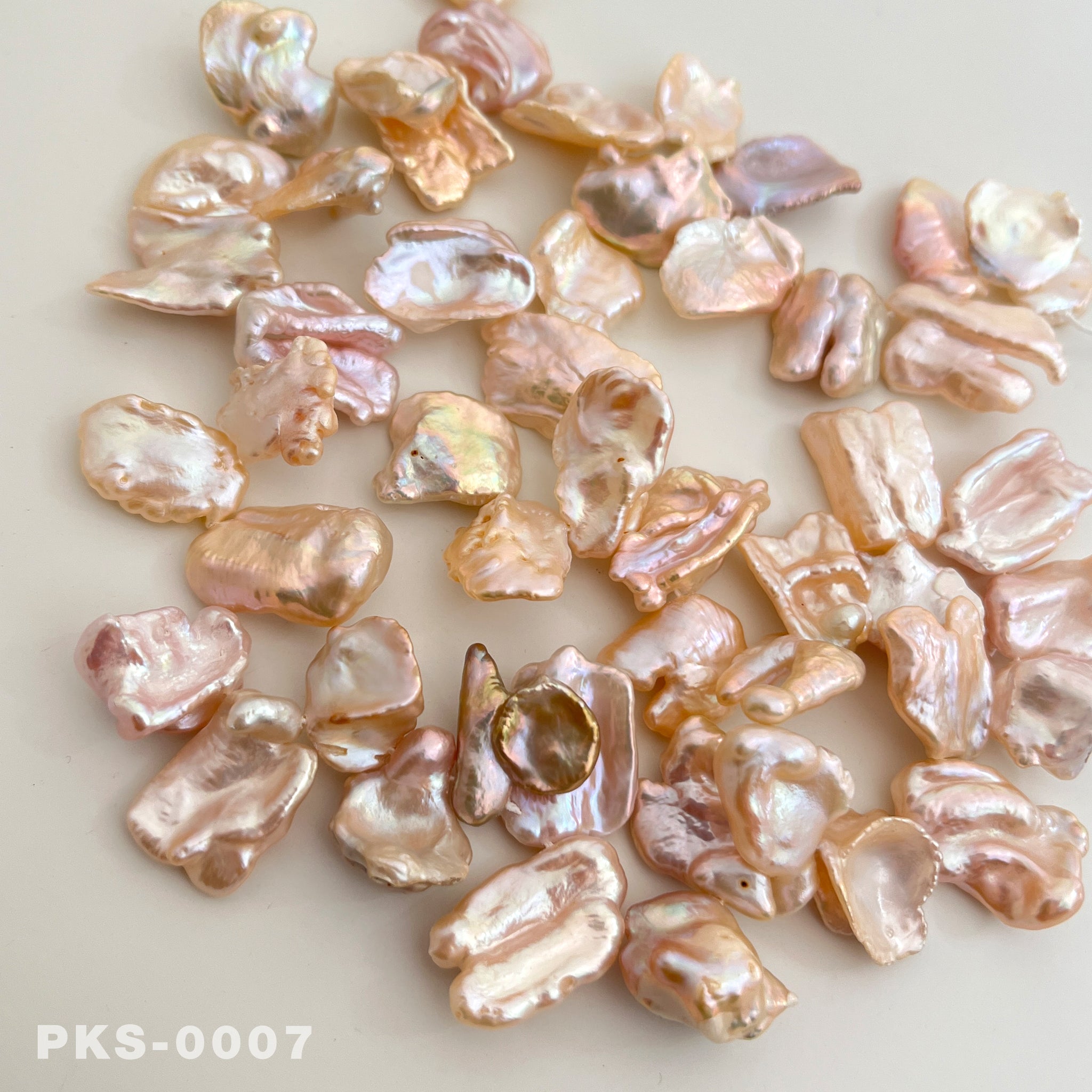 1 Strand 15.6 inches Natural Freshwater Pink & Gold Keshi Pearl Necklace(PKS-0007)