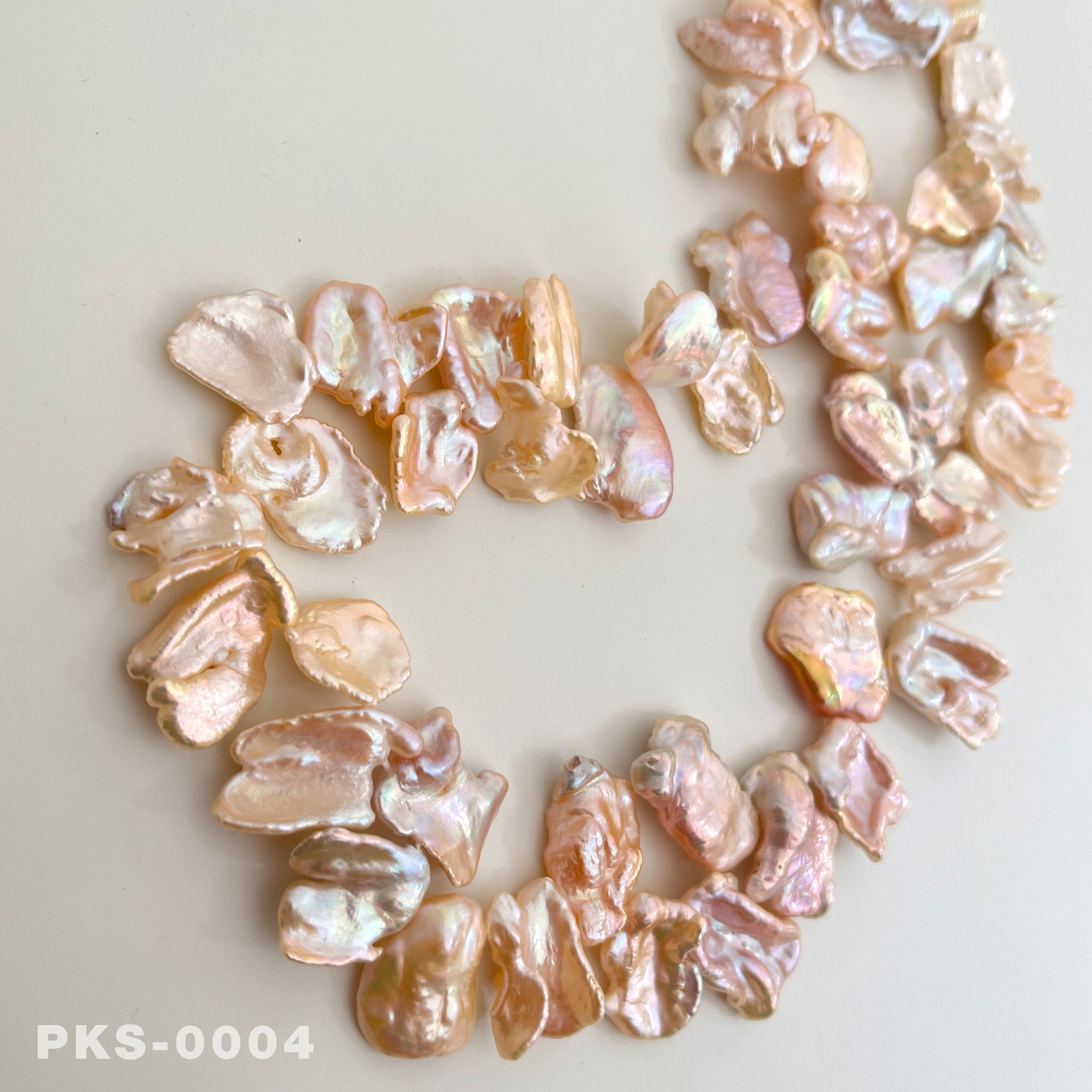 1 Strand Natural Freshwater Pink & Gold Keshi Pearl Necklace(PKS-0004)