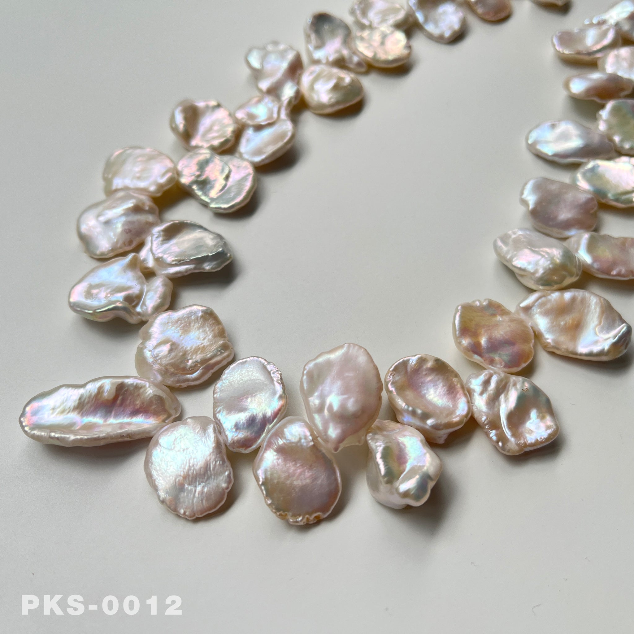 1 Strand Natural Freshwater White Keshi Pearl Necklace(PKS-0012)