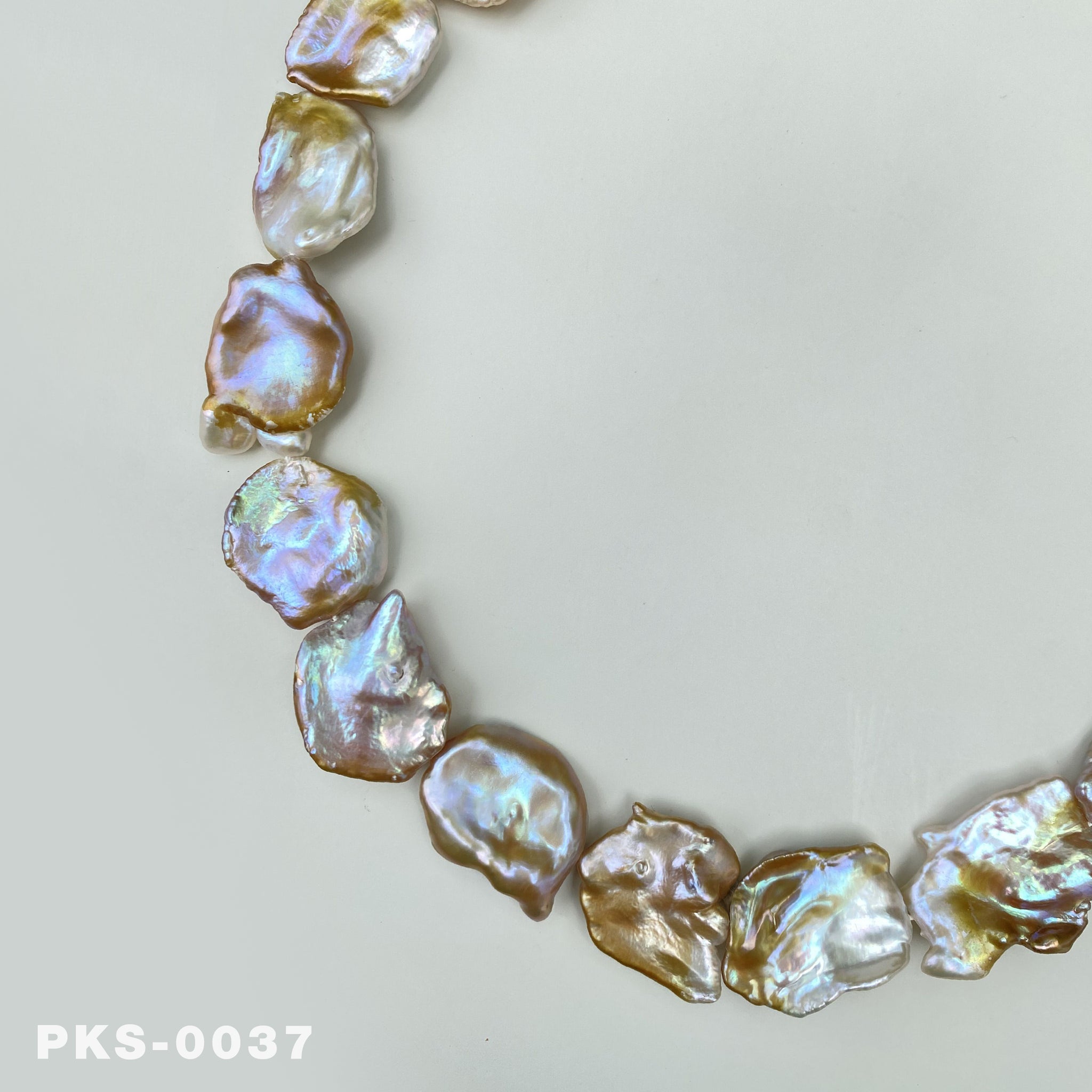 1 Strand 16 inches Large Size Freshwater Rainbow  Keshi Pearl Necklace (PKS-0037)